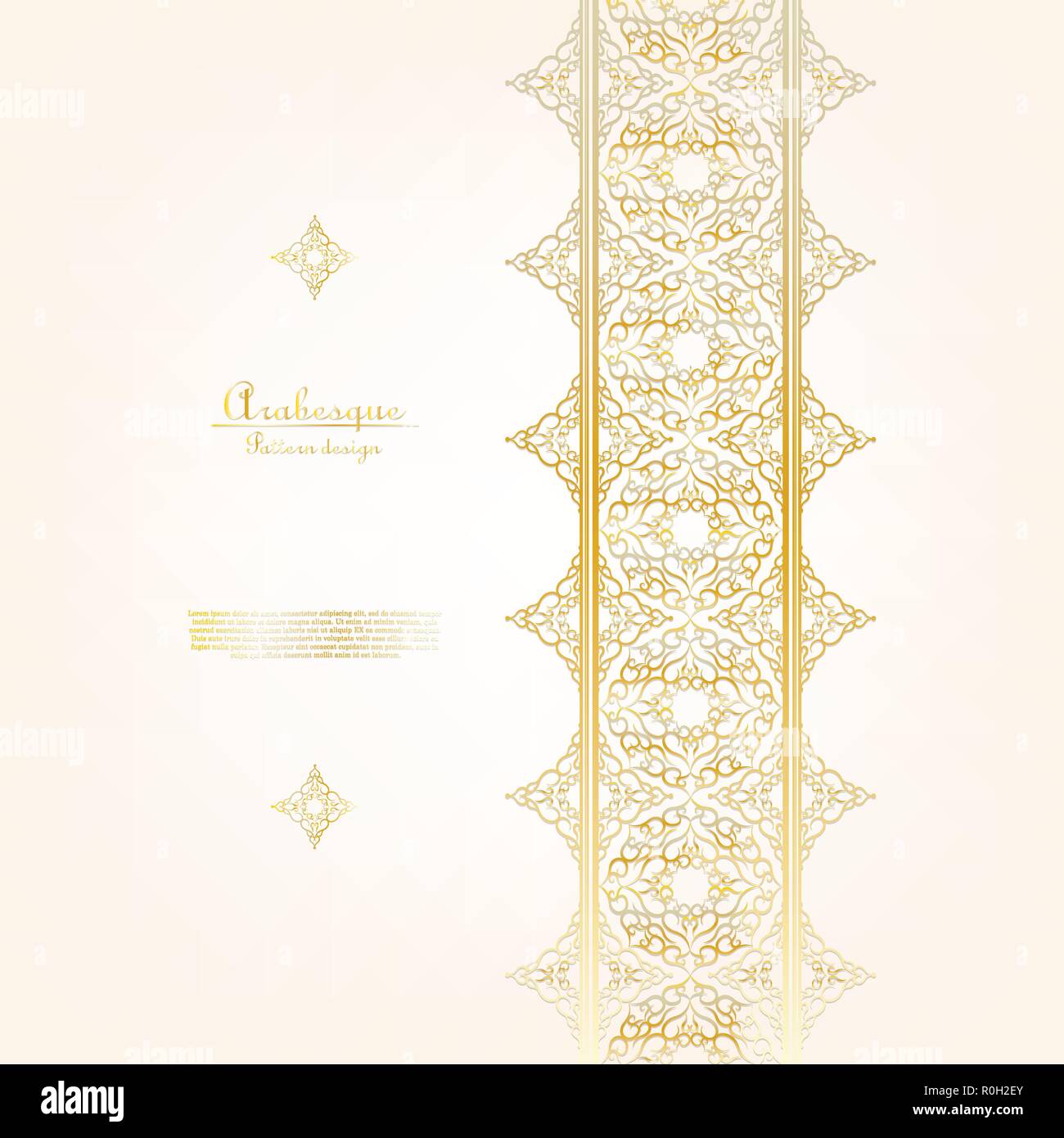 Arabesque pattern classic gold background border vector design Stock