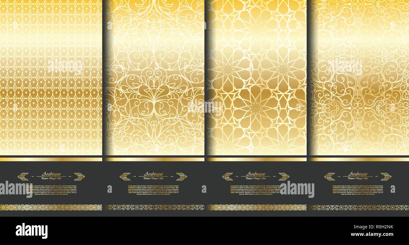 Pattern islamic element classy gold arabesque background template collection vector Stock Vector