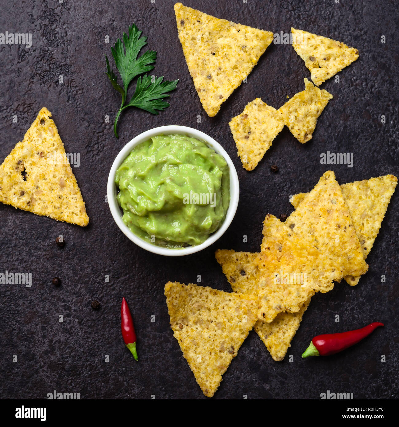 Guacamole and Corn Chips Traditional Mexican Food Stock Photo Alamy