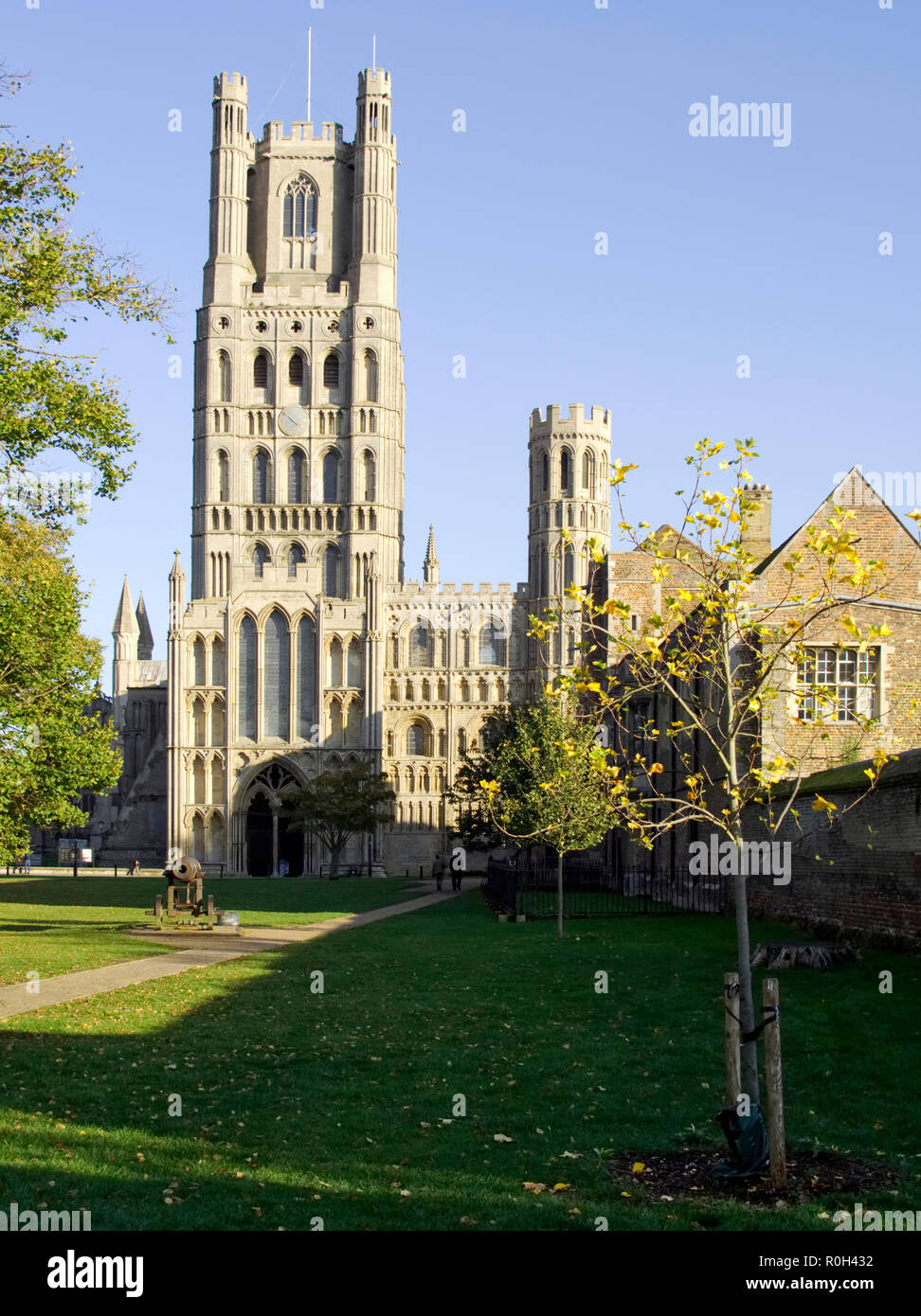 The west tower of Ely Cathedral in Cambridgeshire a medieval structure ...