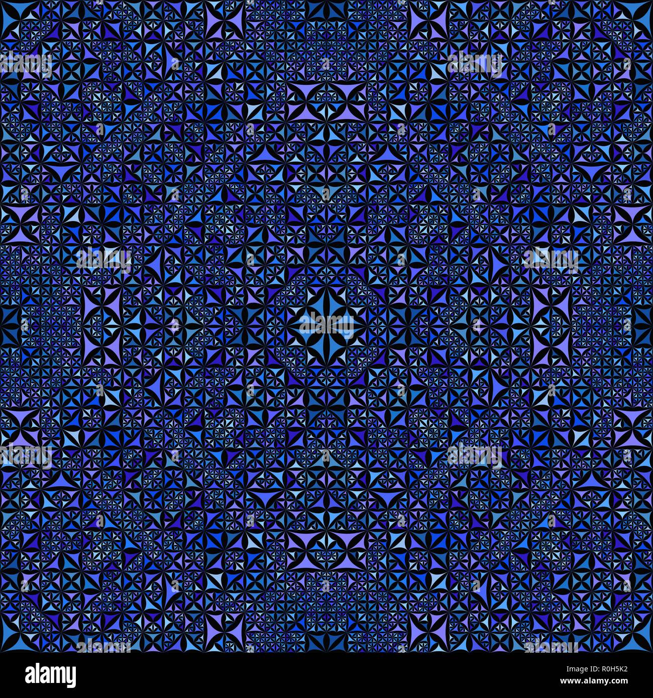 Blue repeating curved triangle kaleidoscope pattern tribal vector