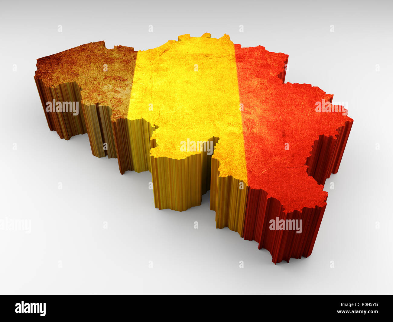 3d textured Belgium map with a Belgian flag on a white background Stock ...
