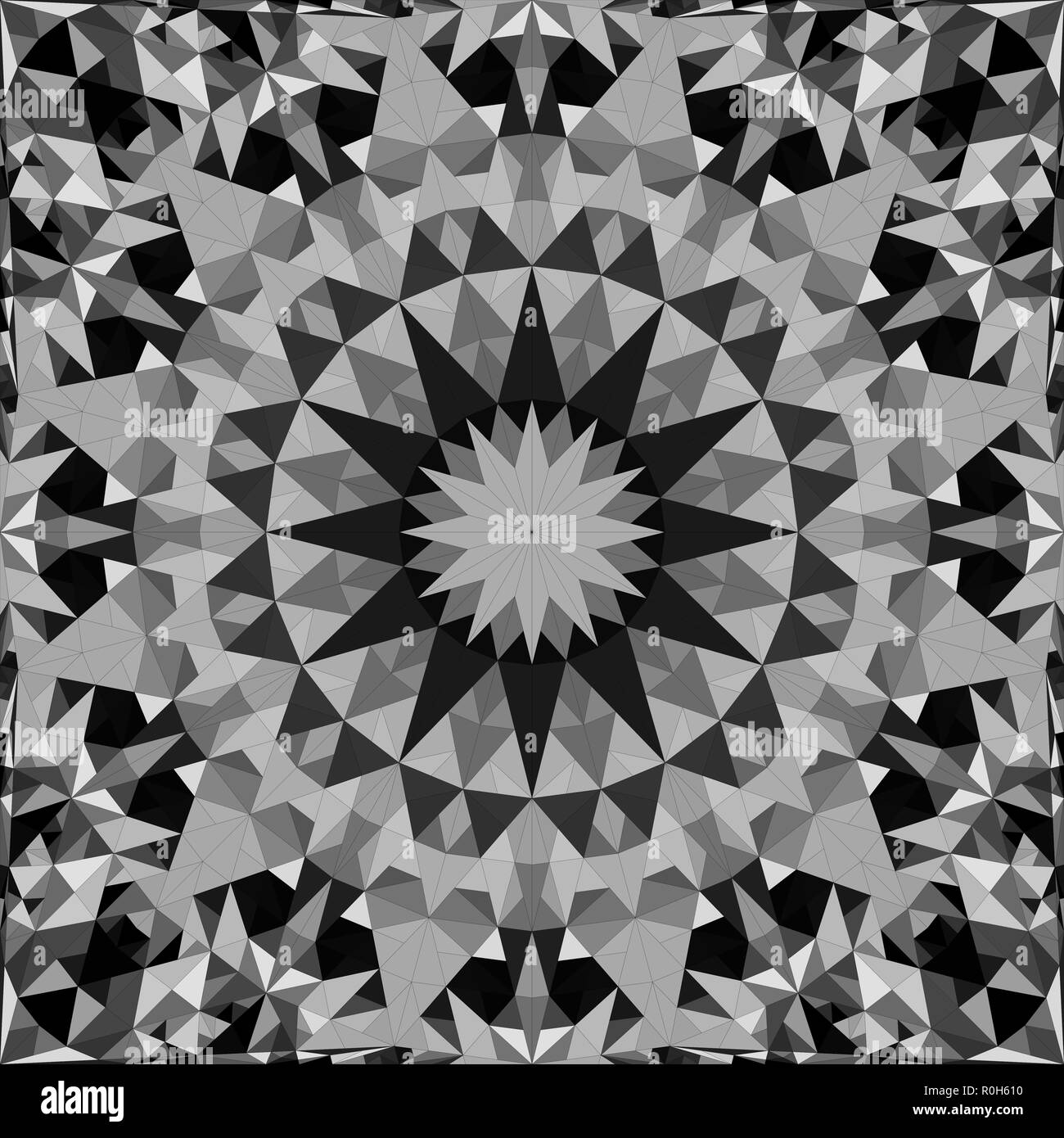 Grey seamless kaleidoscope pattern background design - mandala wallpaper graphic Stock Vector
