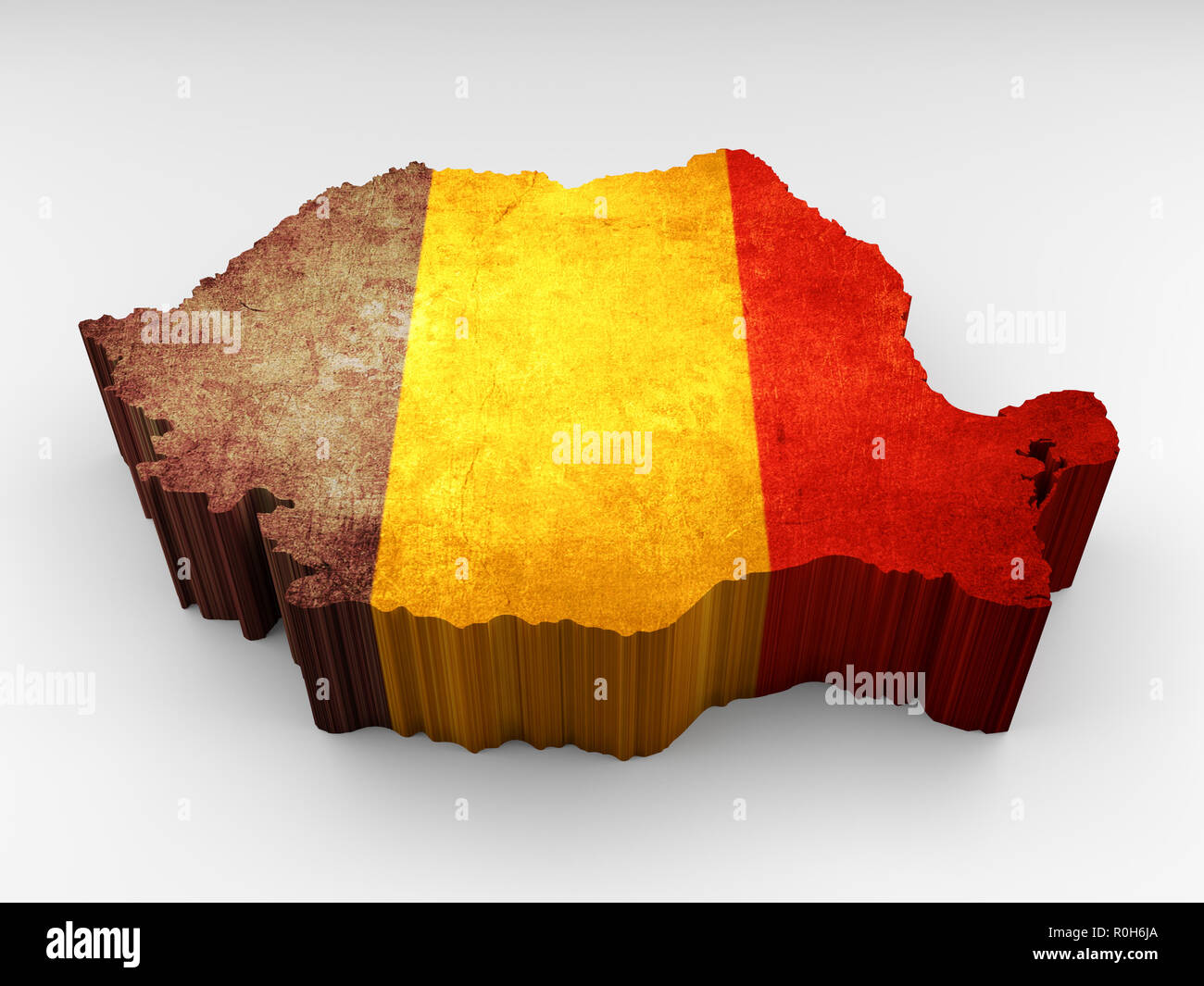 3d textured Belgium map with a Belgian flag on a white background Stock ...