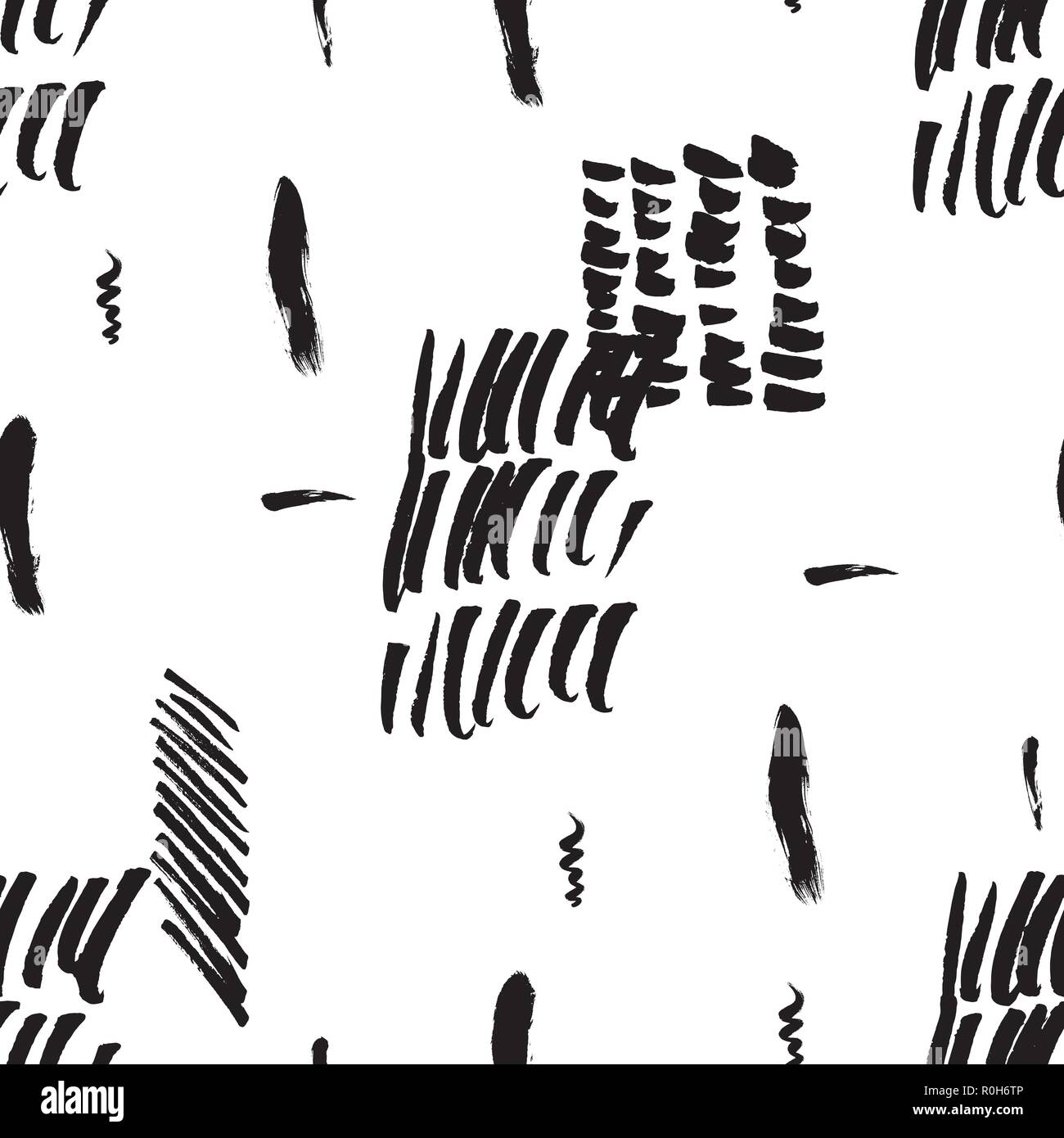 Seamless pattern hand drawn with a brush strokes. Abstract brushstrokes ...