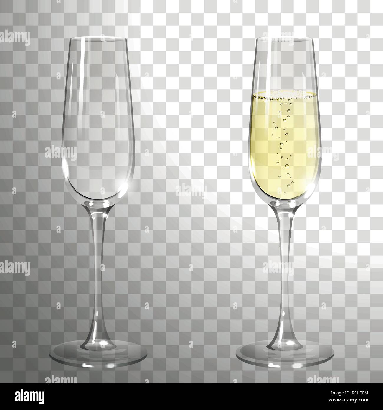 glass of champagne on a transparent background Stock Vector
