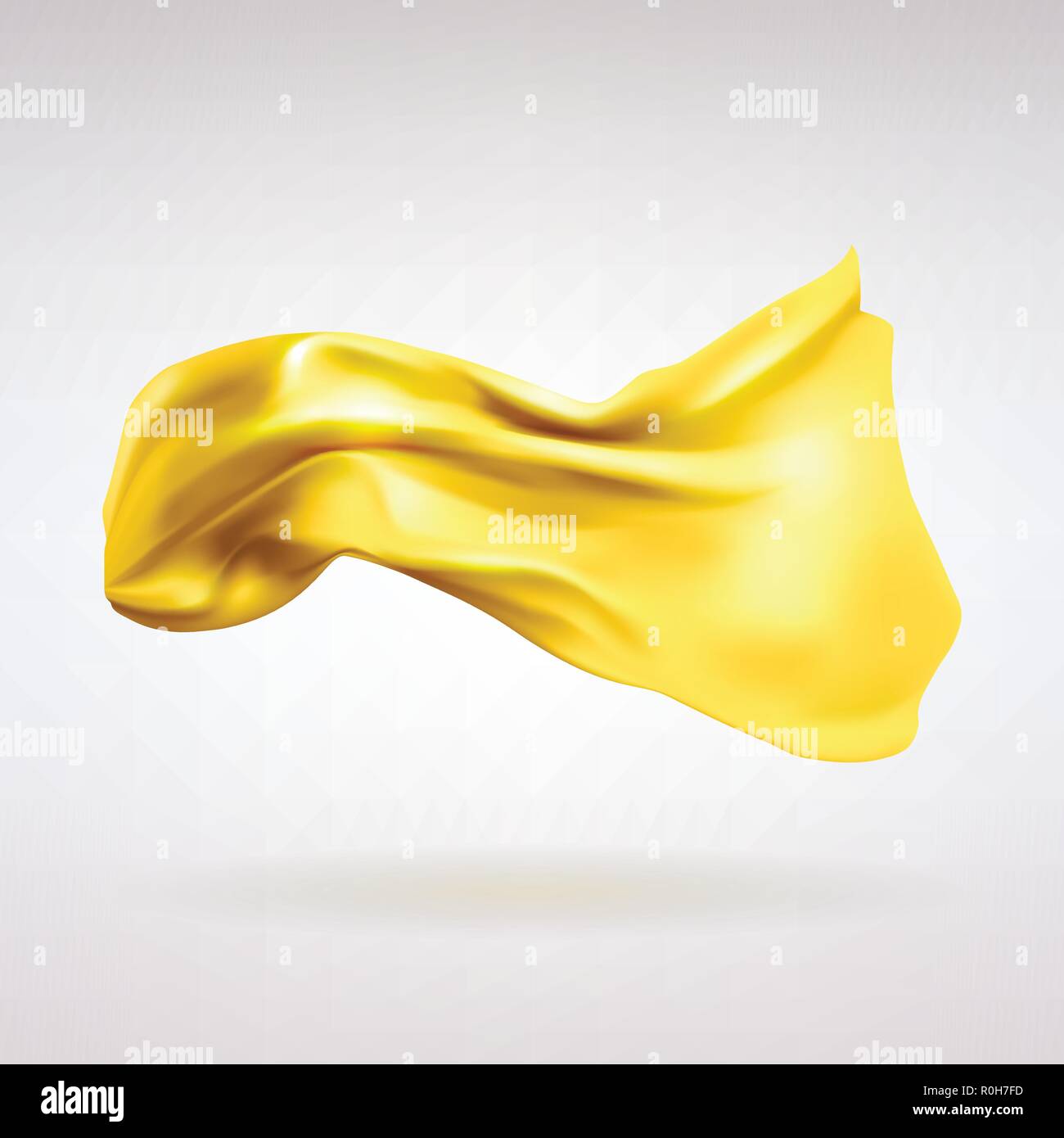 gold satin fabric flying in the wind on a light background Stock Vector