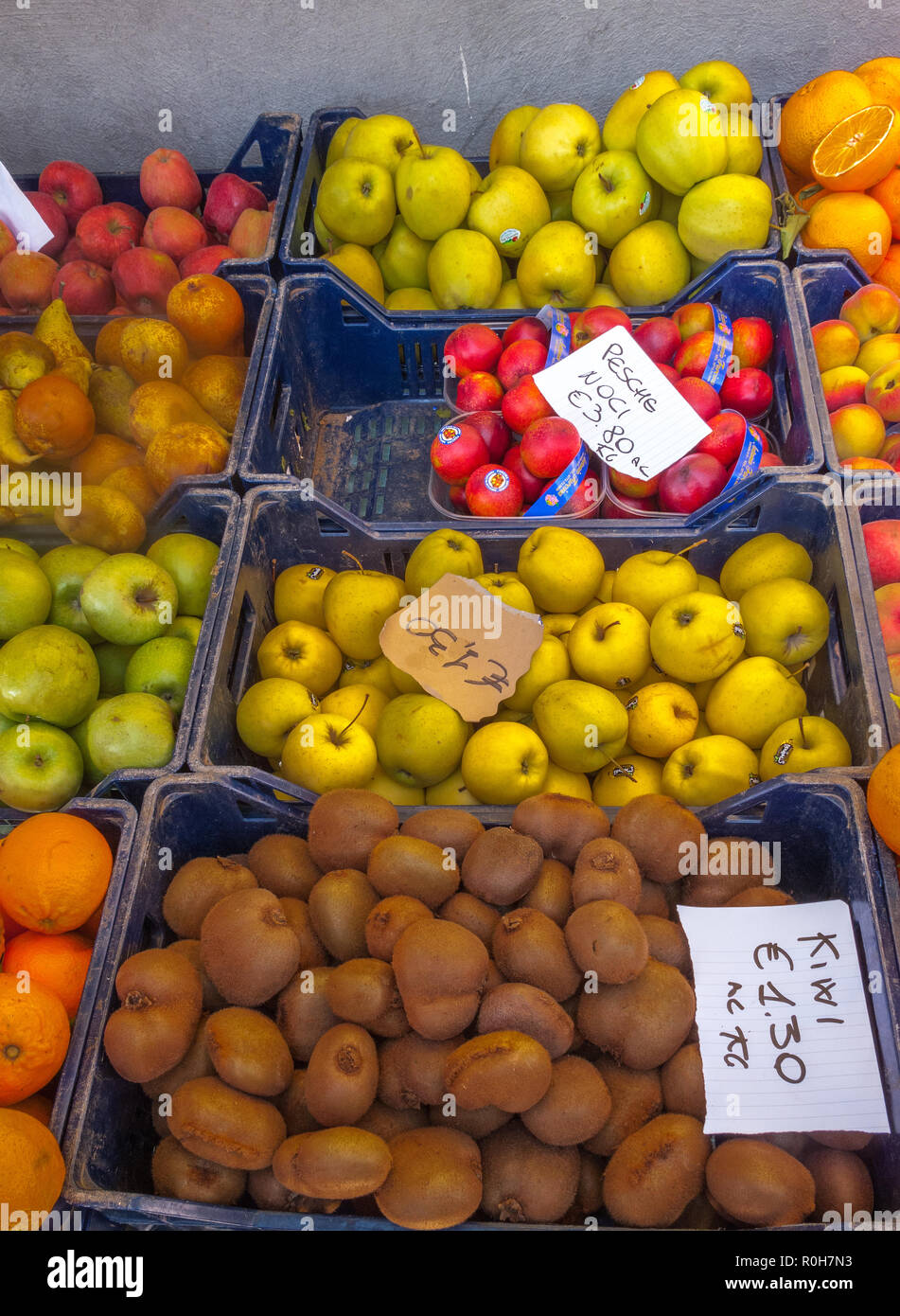 Greengrocer display fruit Stock Photo