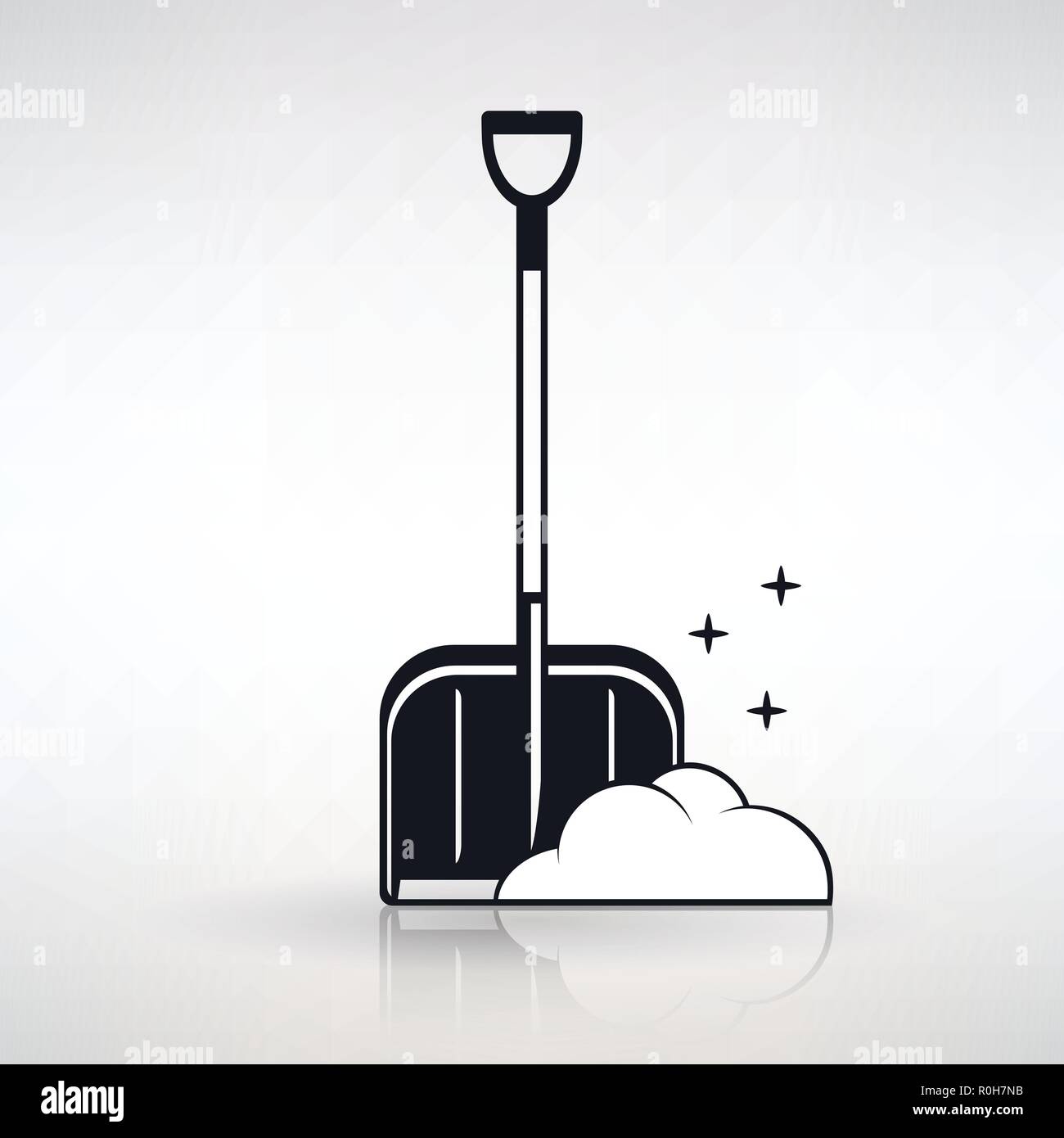 icon shovel for snow cleaning on a light background Stock Vector