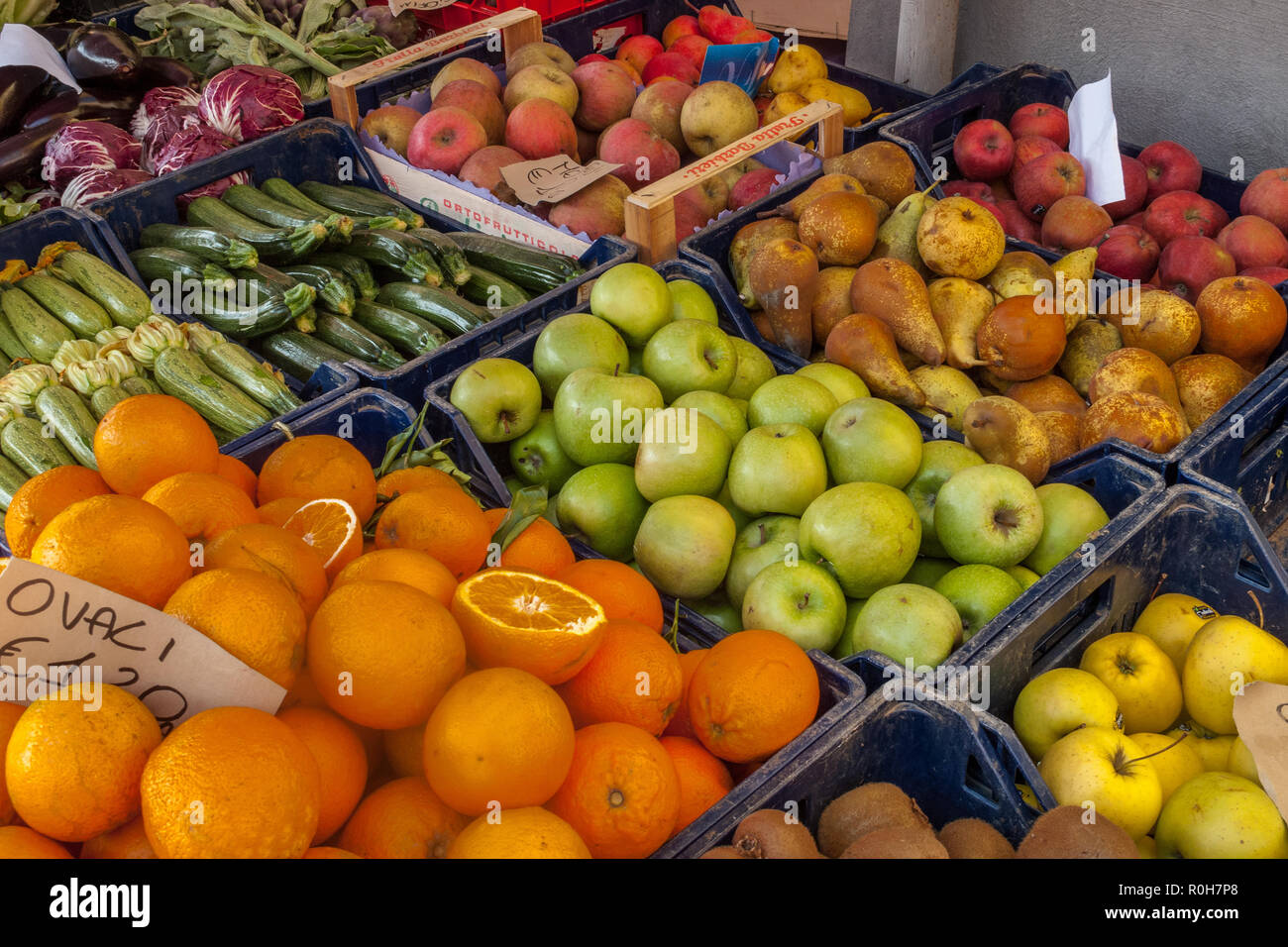 Greengrocer display fruit Stock Photo
