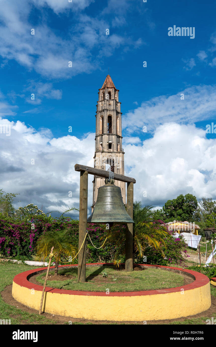 Manaca Iznaga Tower and bell in Valley of the Sugar Mills or Valle de los Ingenios, Trinidad, Cuba. Stock Photo