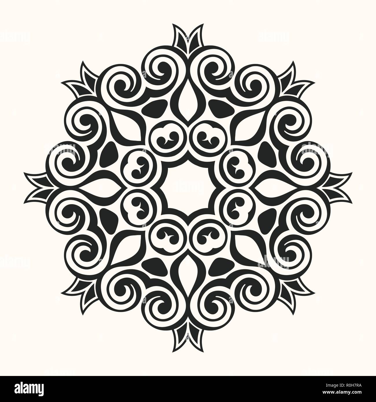 Creative circular ornament. Abstract round symmetrical pattern. Ethnic
