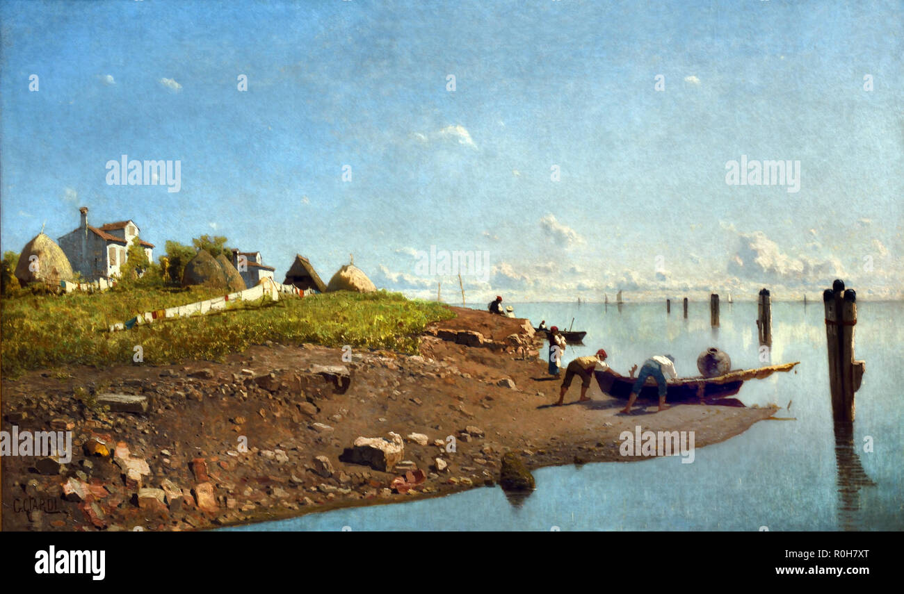 The Lagoon at Mazzorbo on a Summer's Day, by Guglielmo Ciardi 1842-1917 19th, Century, Italy, Italian,Venice. Stock Photo