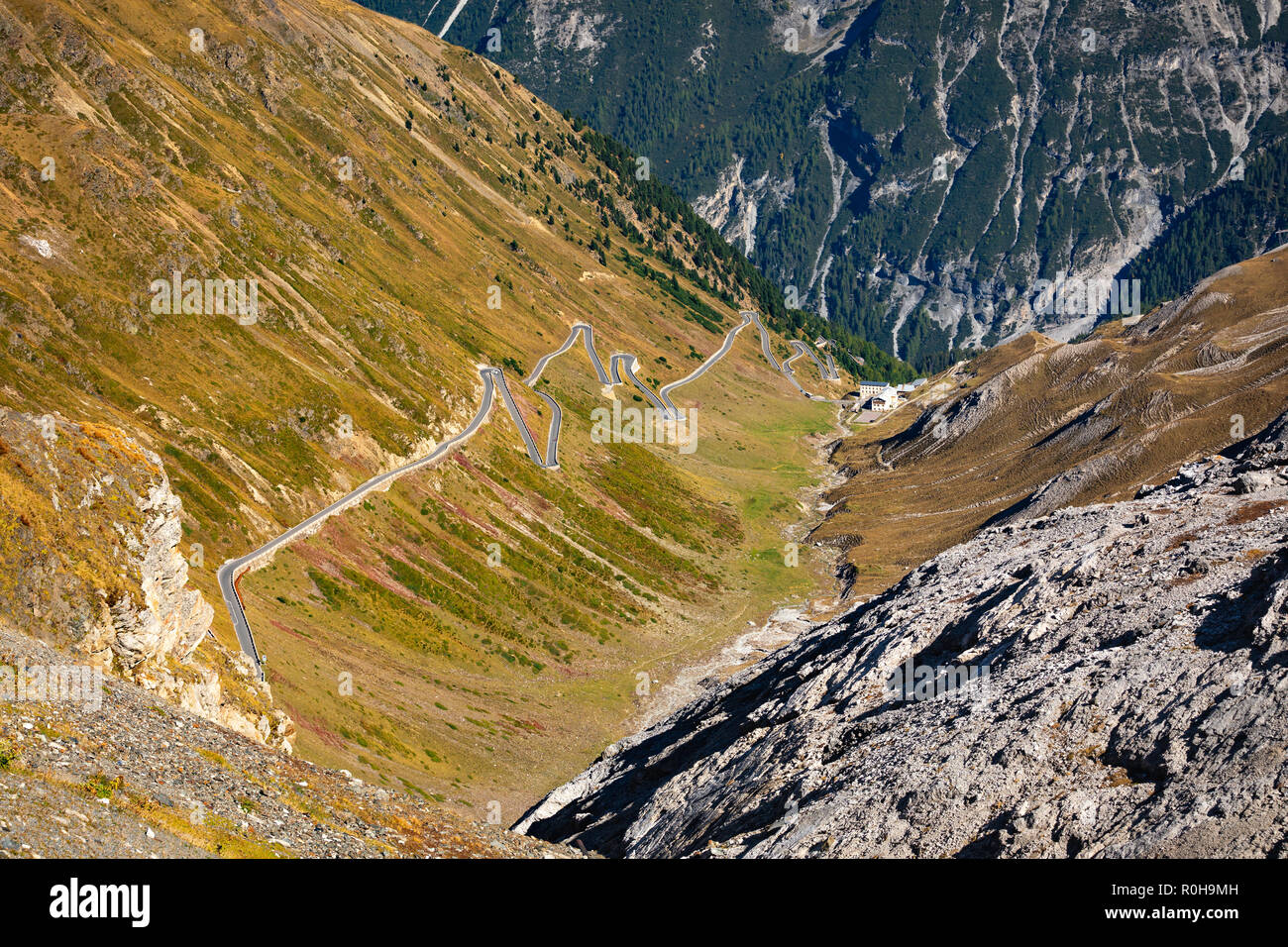 Passo dello Stelvio, the highest paved mountain pass in the Eastern Alps (2757m), Italy Stock Photo