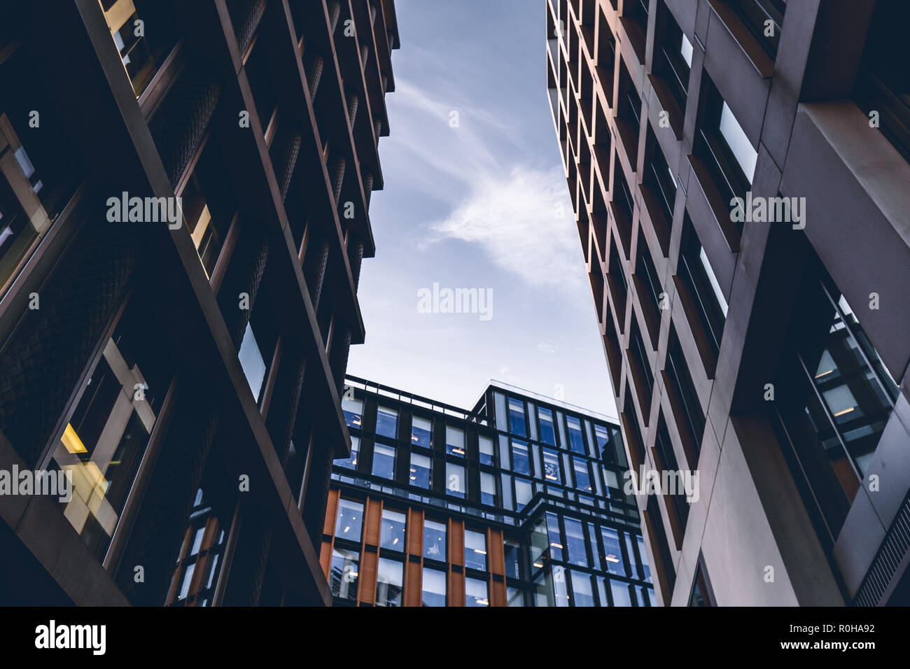 Low angle view of modern architecture buildings in London Stock Photo
