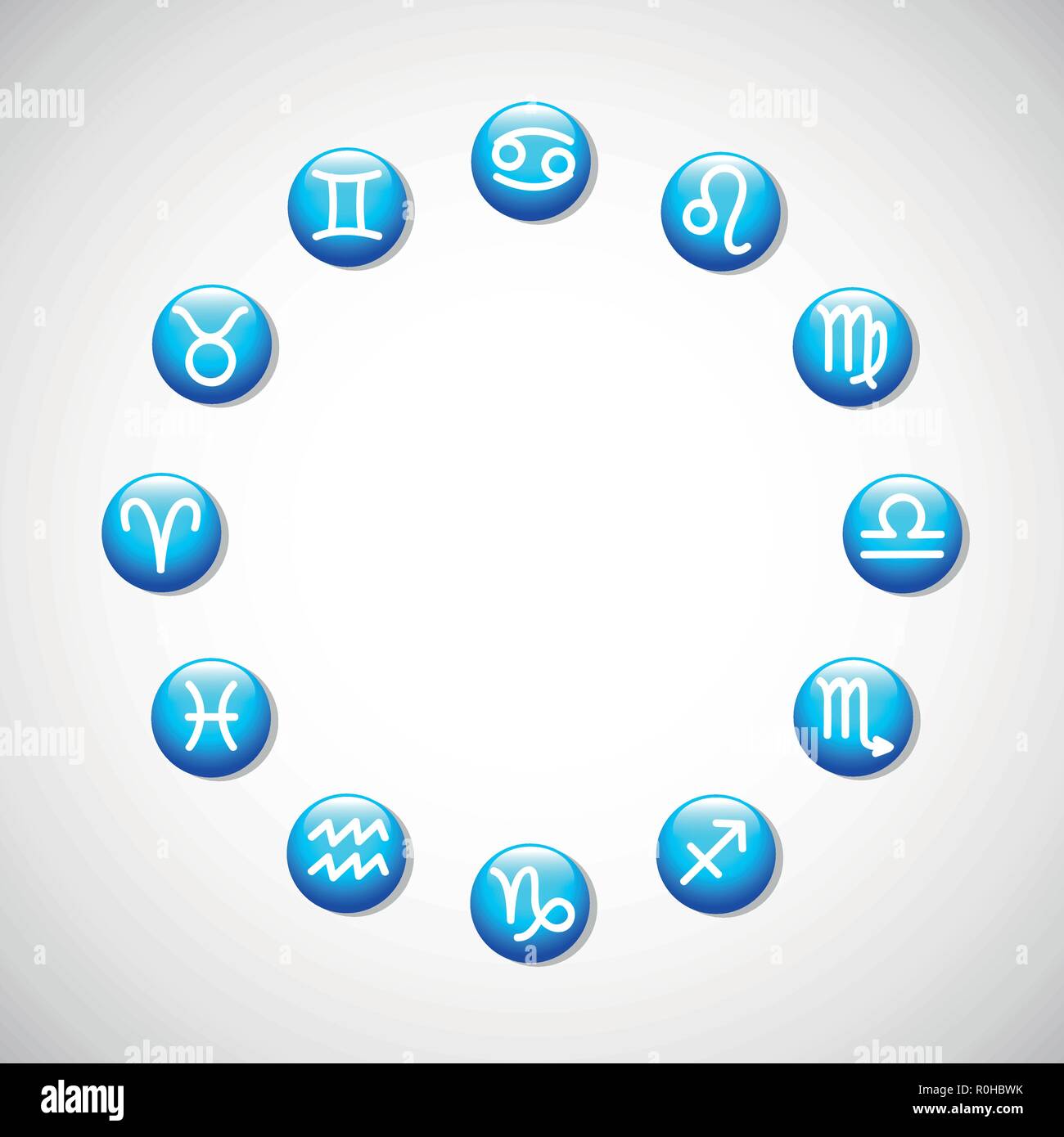 zodiac signs horoscope astrological symbols in a circle vector illustration EPS10 Stock Vector
