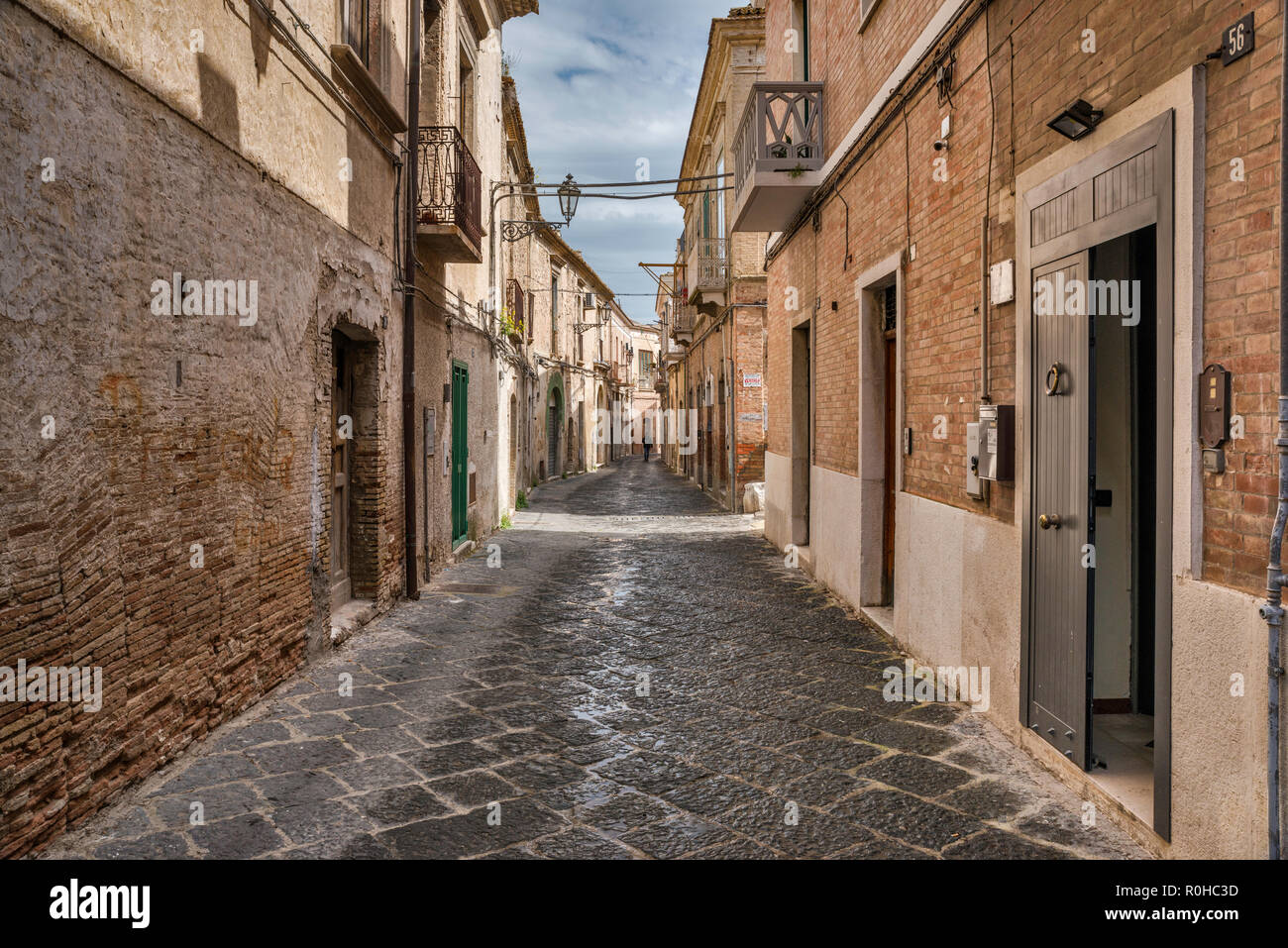 Via Fratelli Cairoli, street at historic center of Lucera, Apulia, Italy Stock Photo