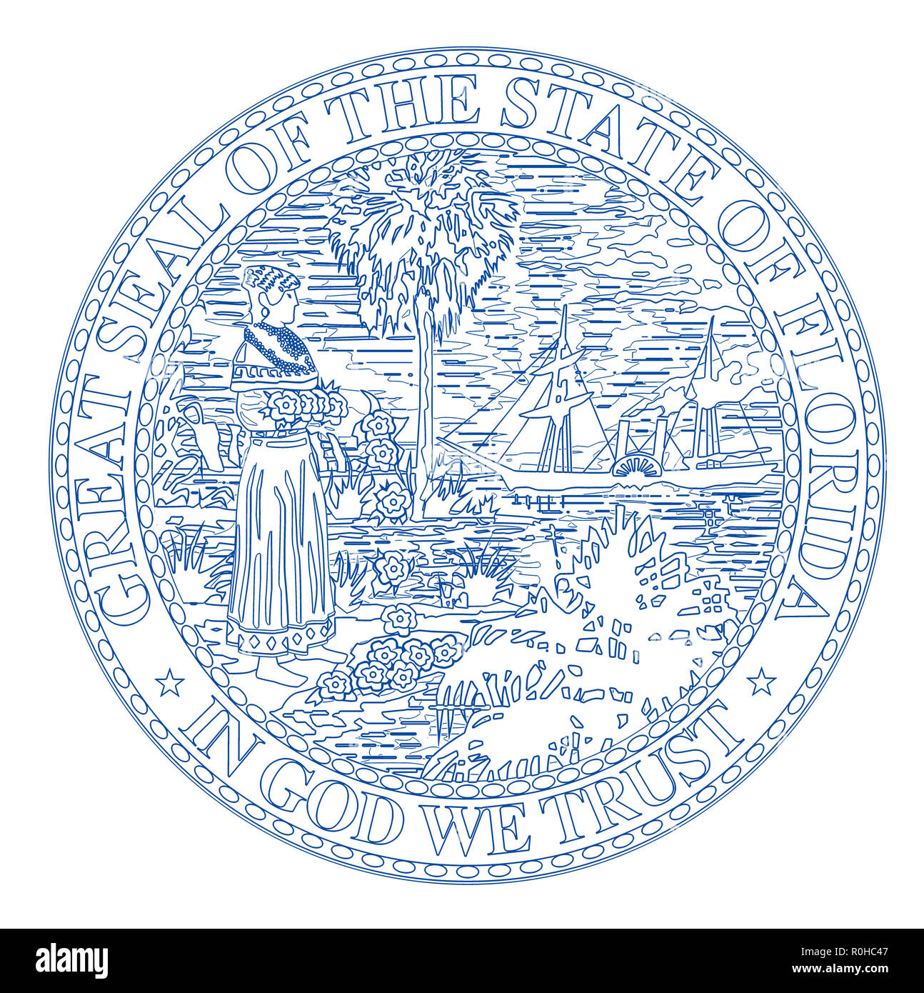 The seal of the United Steas of American state FLORIDA isolated on a
