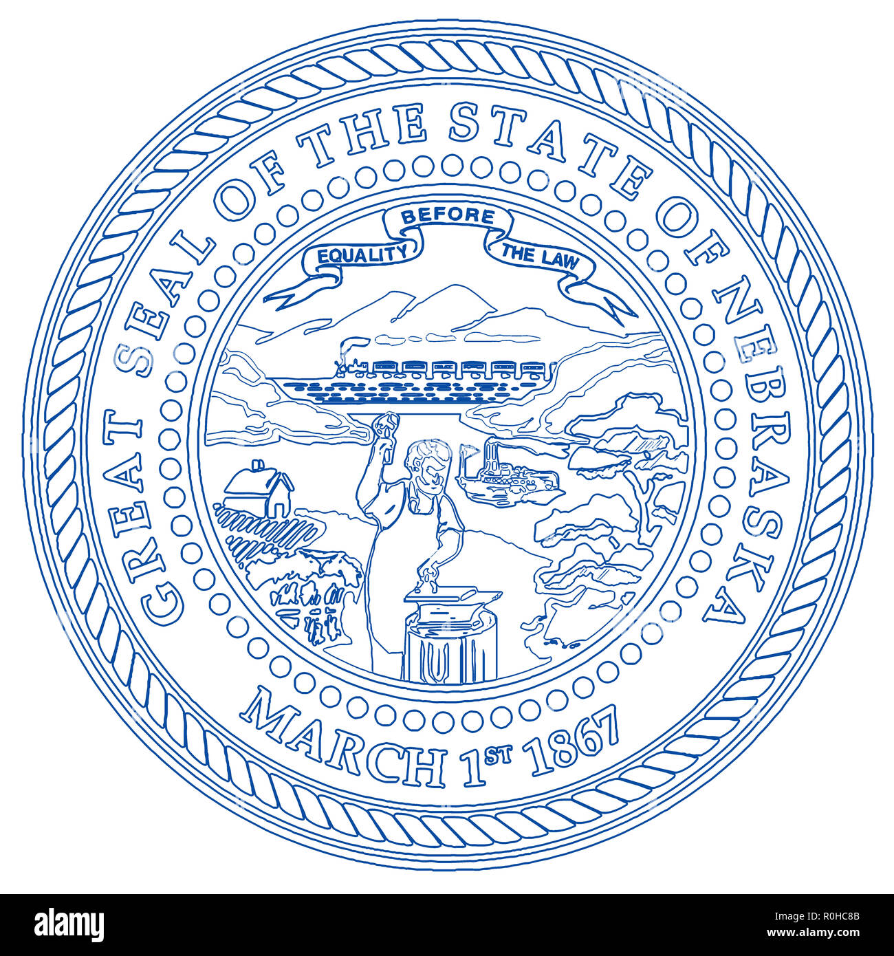 The seal of the American state of Nebraska Stock Photo