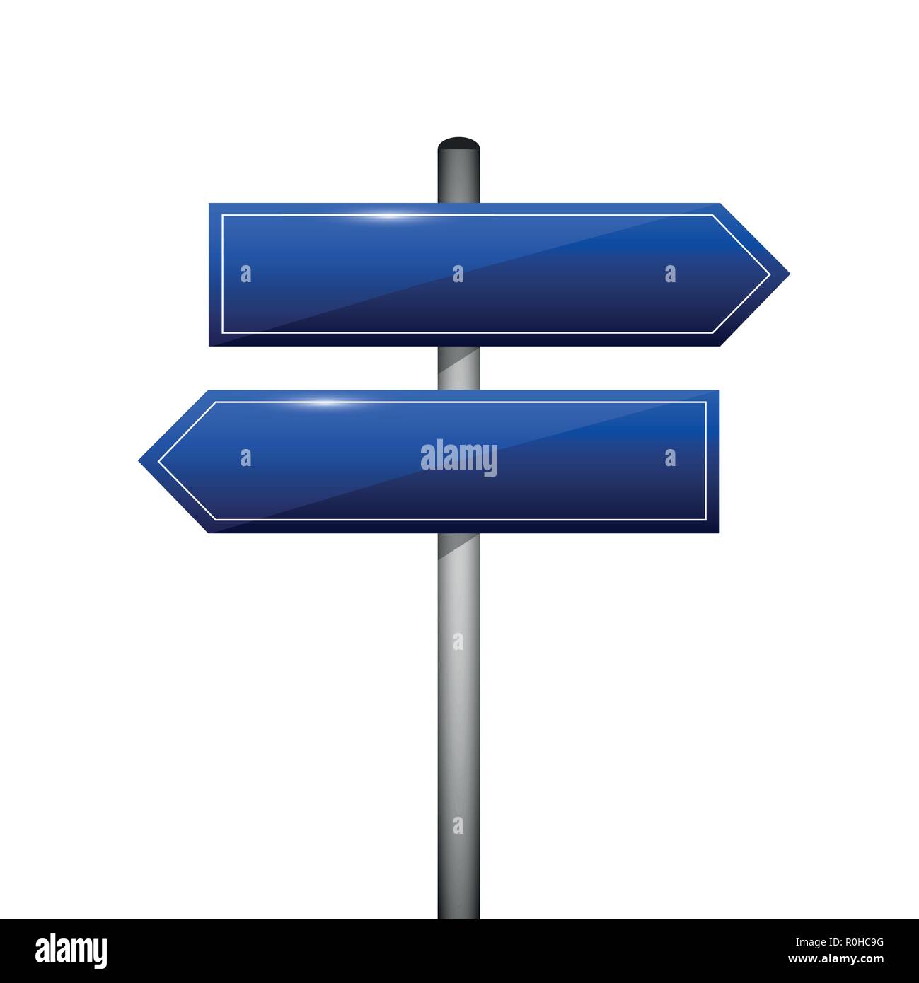 blue blank direction signpost sign arrow left and right vector illustration EPS10 Stock Vector