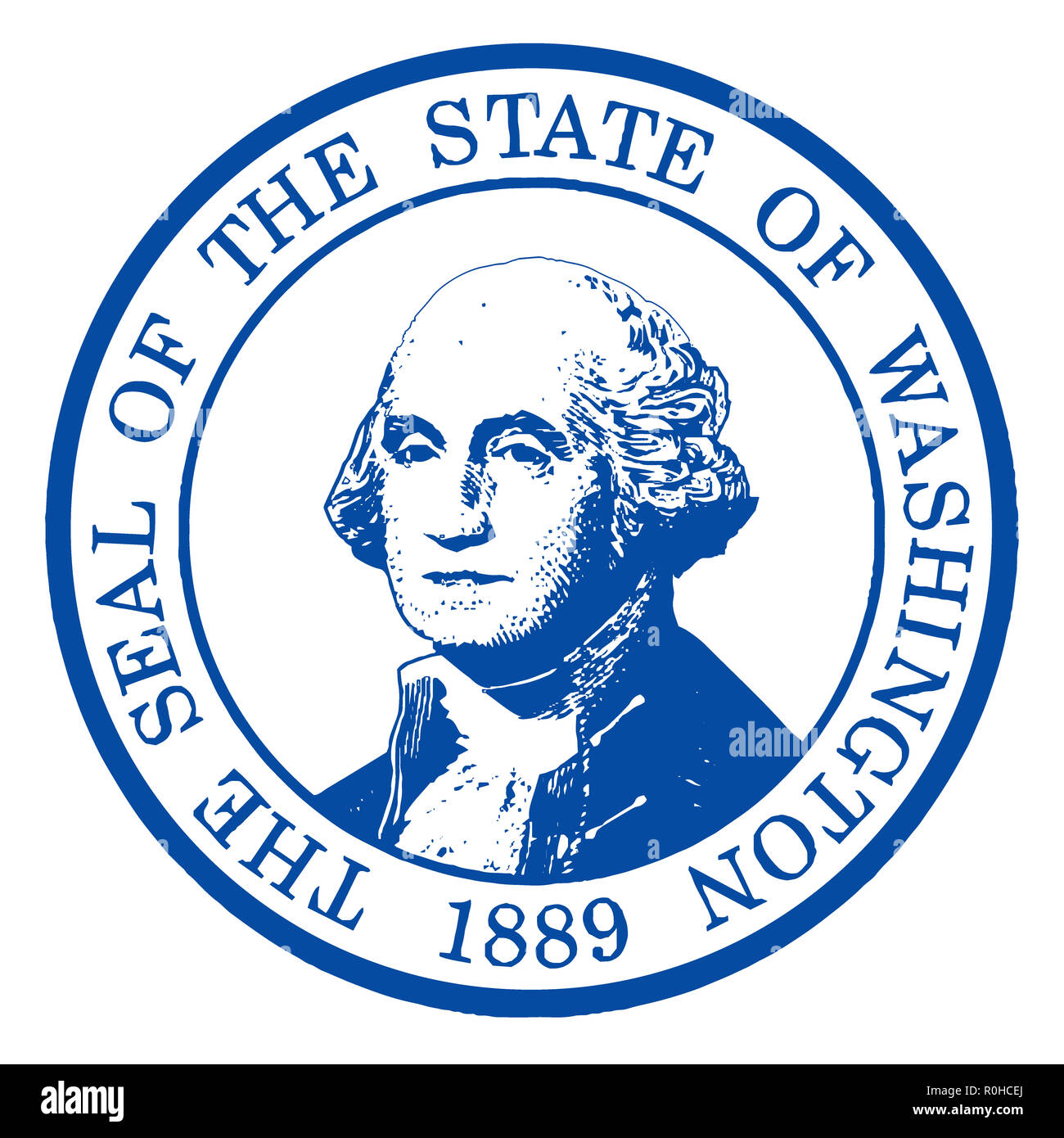 The seal of the state of Washington on a white background Stock Photo