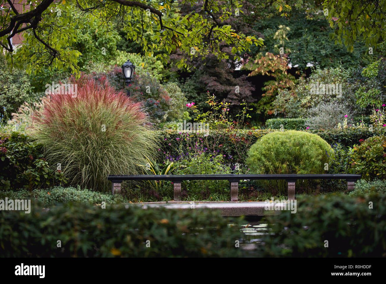 Autumn views of the Conservatory Garden in Central Park, New York City. Stock Photo