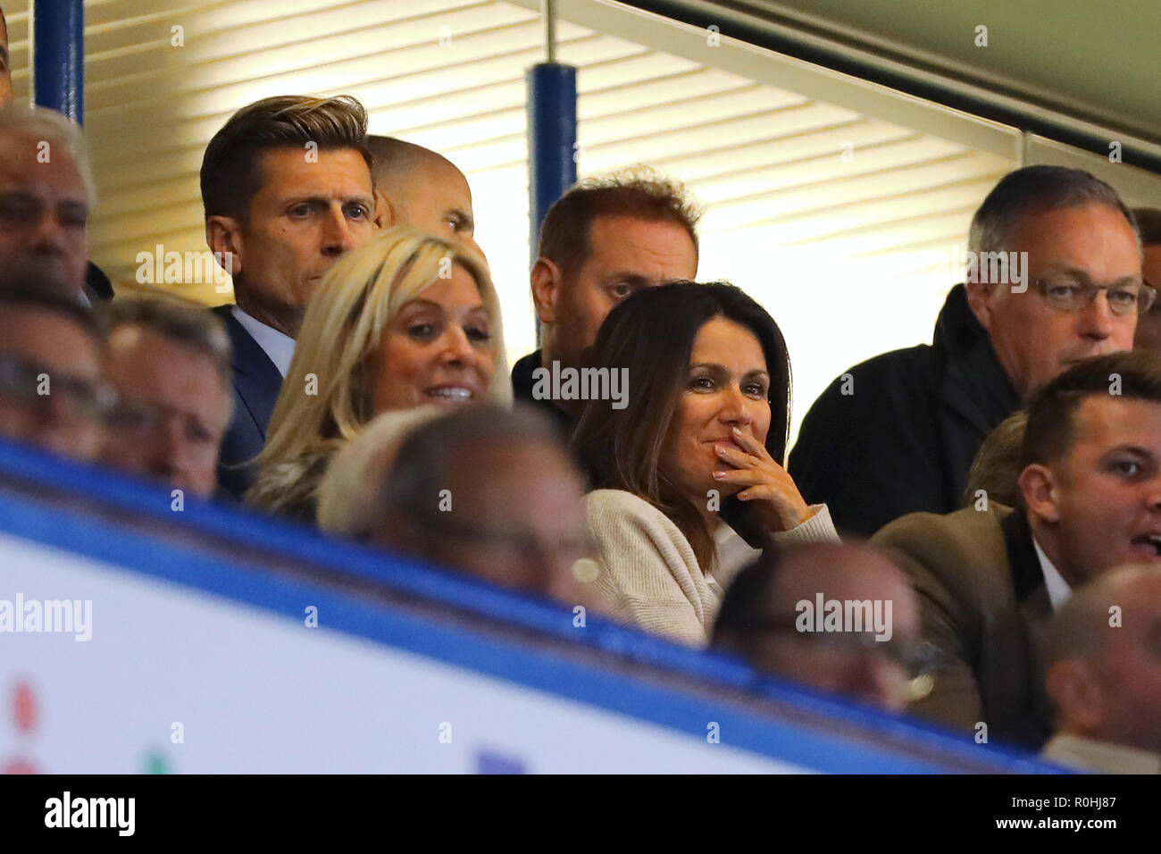TV Presenter, Susanna Reid watches with Crystal Palace chairman Steve Parish - Chelsea v Crystal Palace, Premier League, Stamford Bridge, London - 4th November 2018 STRICTLY EDITORIAL USE ONLY
