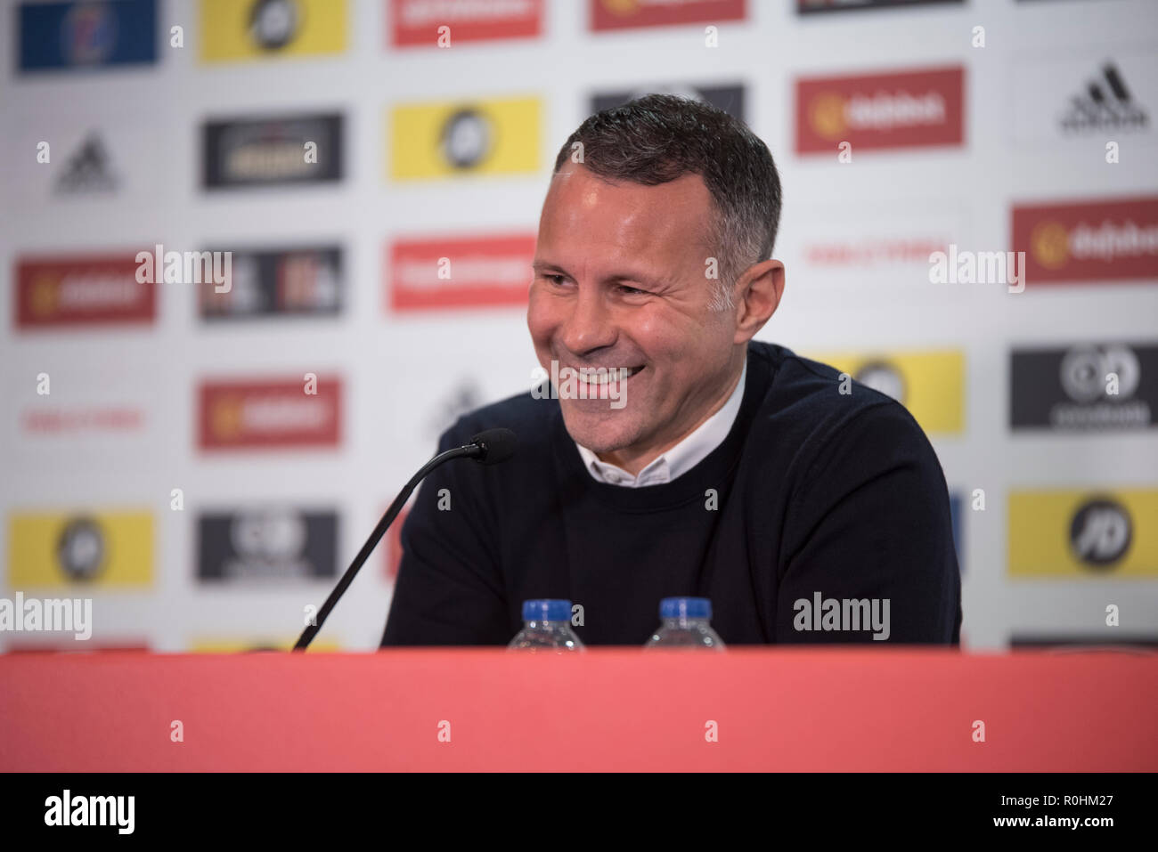 Hensol, Cardiff, Wales, UK. 5th Nov 2018. Ryan Giggs, Wales Press Conference, Hensol Castle, 5/11/18: Wales manager Ryan Giggs announces his squad for the upcoming Nations League game against Denmark and the friendly away to Albania. Credit: Andrew Dowling/Influential Photography/Alamy Live News Stock Photo