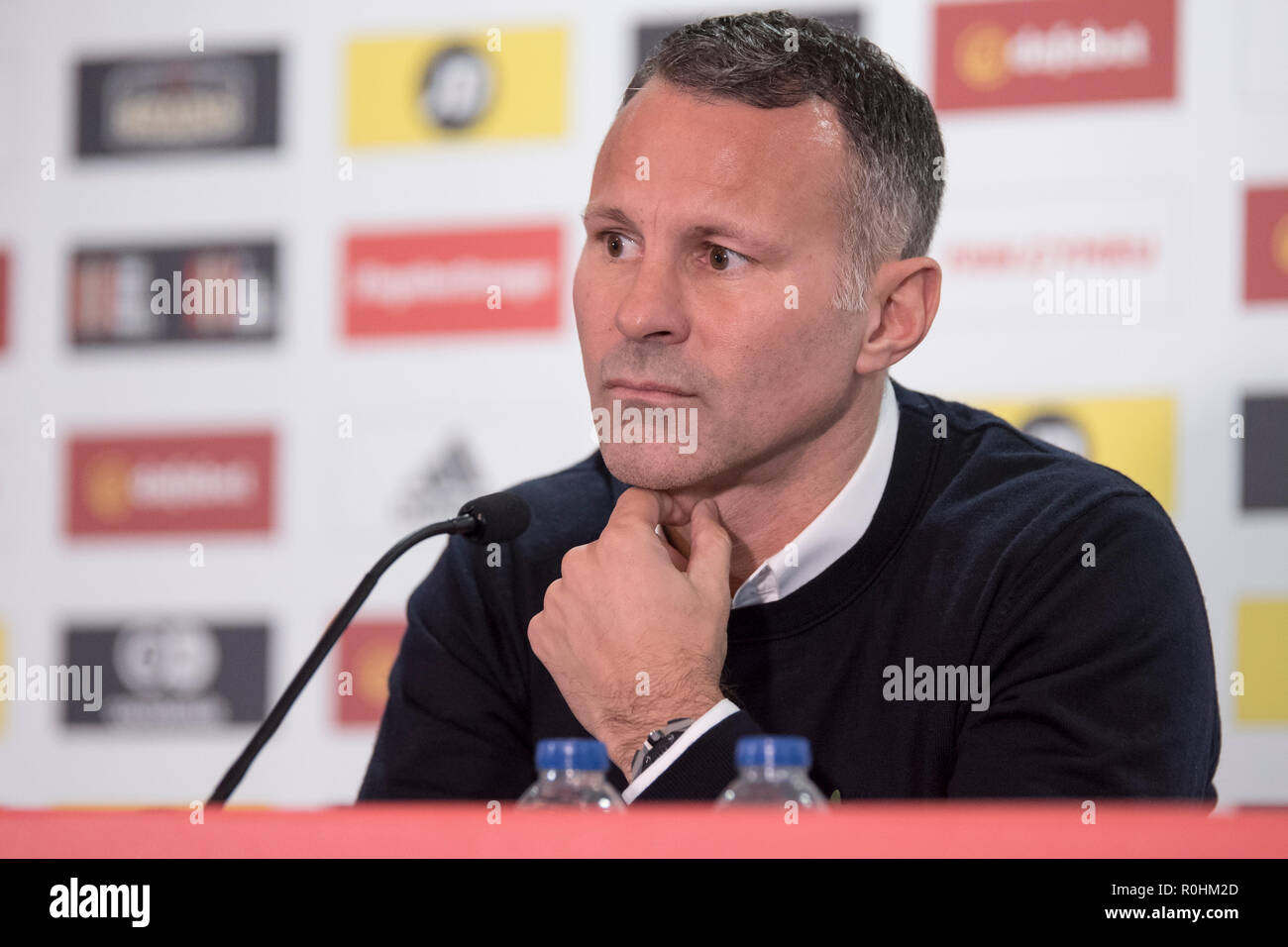 Hensol, Cardiff, Wales, UK. 5th Nov 2018. Ryan Giggs, Wales Press Conference, Hensol Castle, 5/11/18: Wales manager Ryan Giggs announces his squad for the upcoming Nations League game against Denmark and the friendly away to Albania. Credit: Andrew Dowling/Influential Photography/Alamy Live News Stock Photo