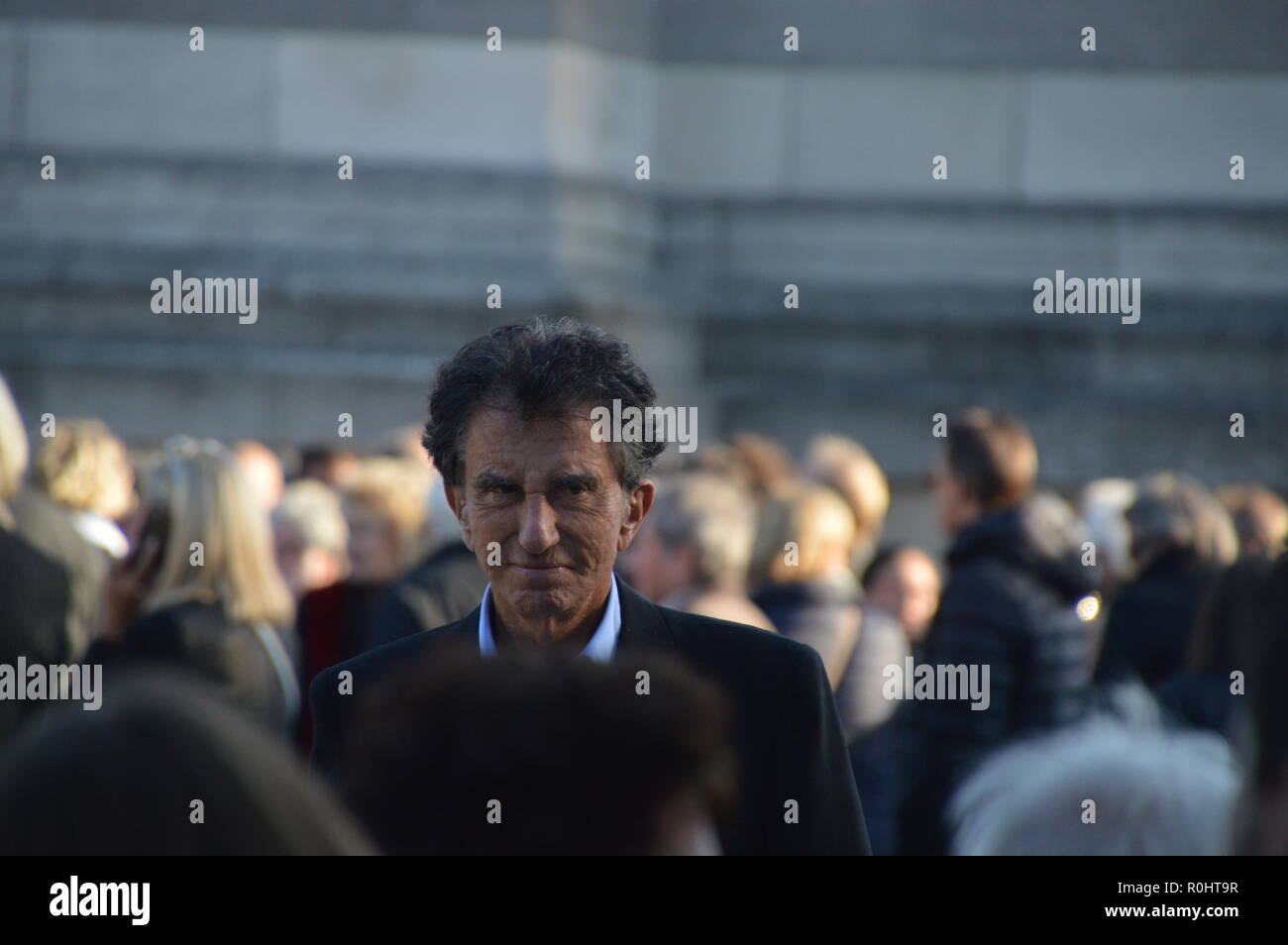Paris, France. 5th Nov 2018. Jack Lang, creator of the Techno Parade and former French Minister of the Culture). French celebrities attend the ceremony for the death of Philippe GILDAS, french TV animator. Crematorium of the Cemetery of the Pere Lachaise, Paris, France. 5 november 2018. 13h30.  ALPHACIT NEWIM / Alamy Live News Credit: Alphacit NEWIM/Alamy Live News Stock Photo