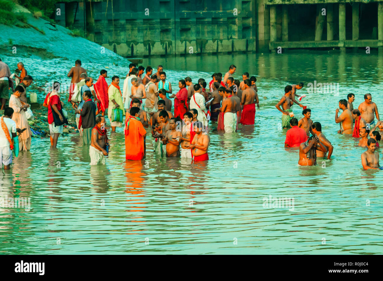 KOLKATA, INDIA JANUARY 14, 2016 Devotees taking holy dip at Har Ki