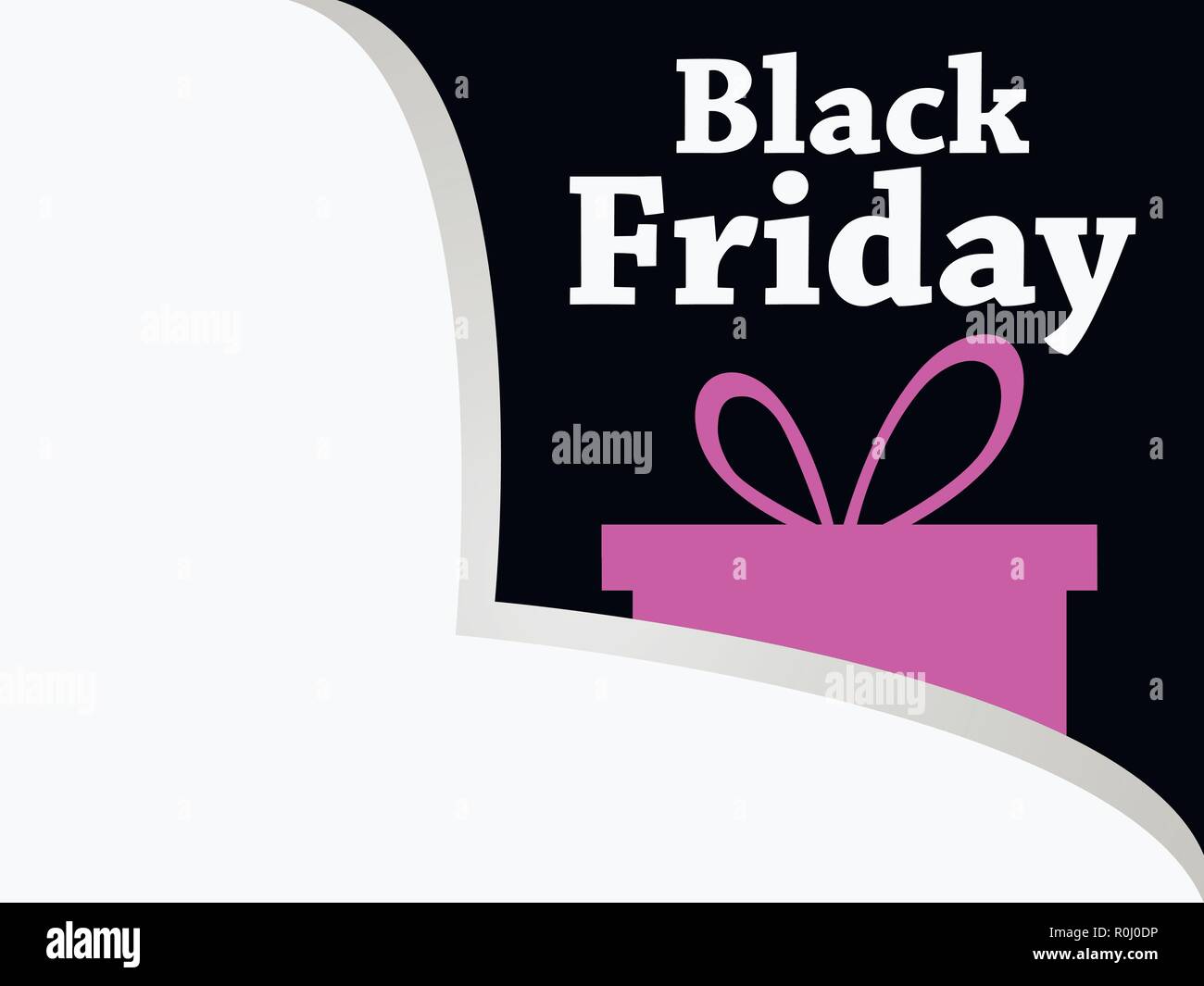 Black friday. Paper corner. Gift box icon. Big discounts and sales. Vector illustration Stock Vector
