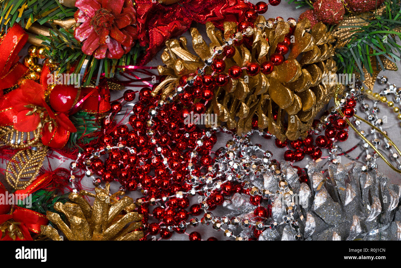 Christmas Background Red Gold Silver Decorating Elements