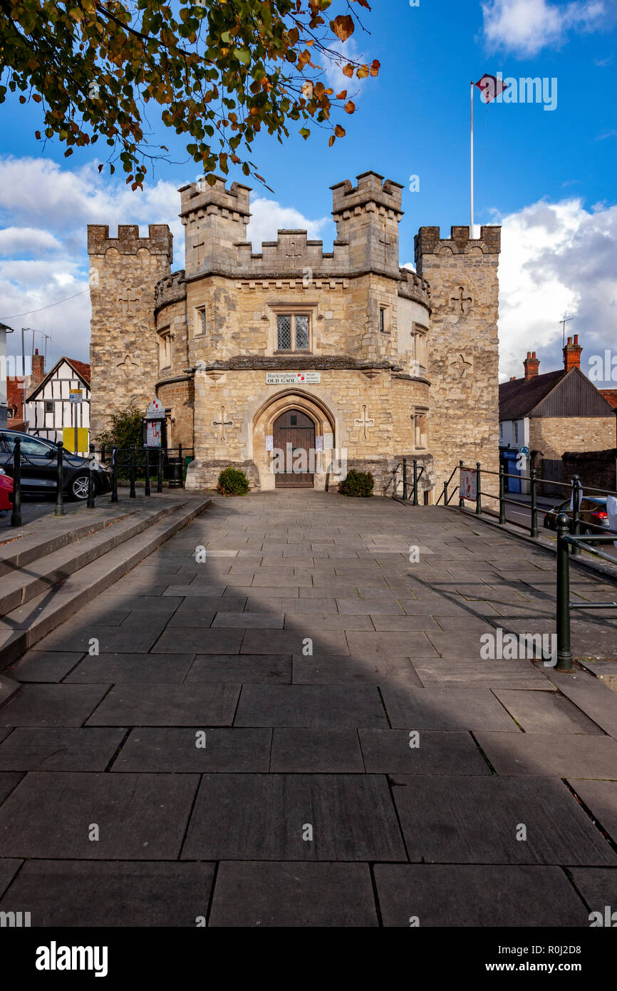 Town centre of Buckingham, North Buckinghamshire on a sunny Sunday afternoon. Stock Photo