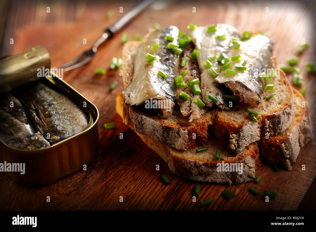 Sardines on wholegrain bread fresh sandwich Stock Photo Alamy