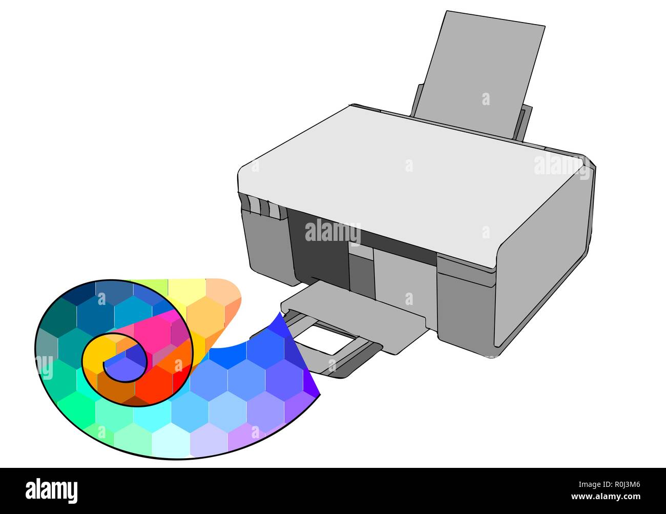 printer with multicolor paper isolated on white Stock Vector Image & Art Alamy