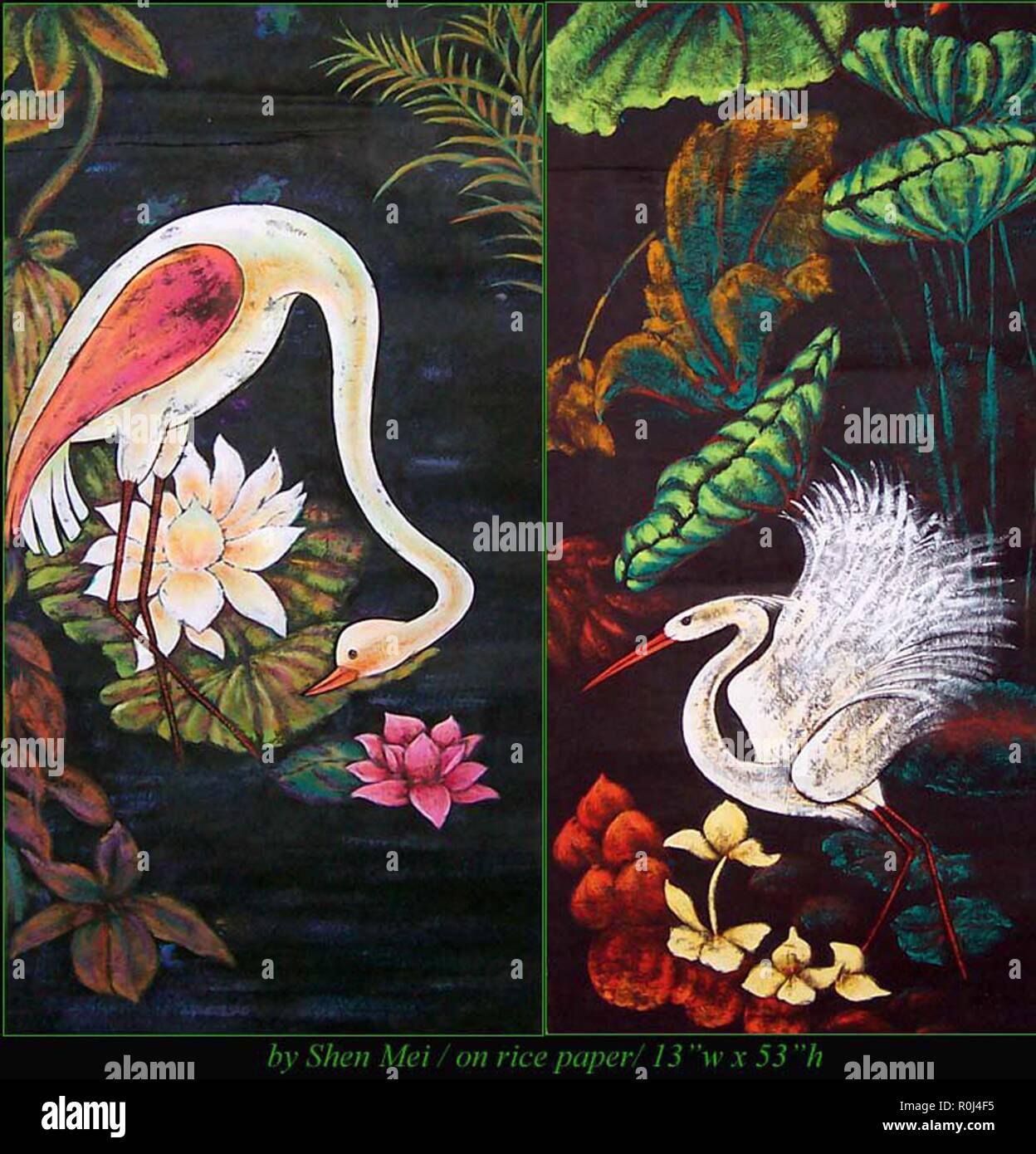 vintage oriental bird painting Stock Photo Alamy