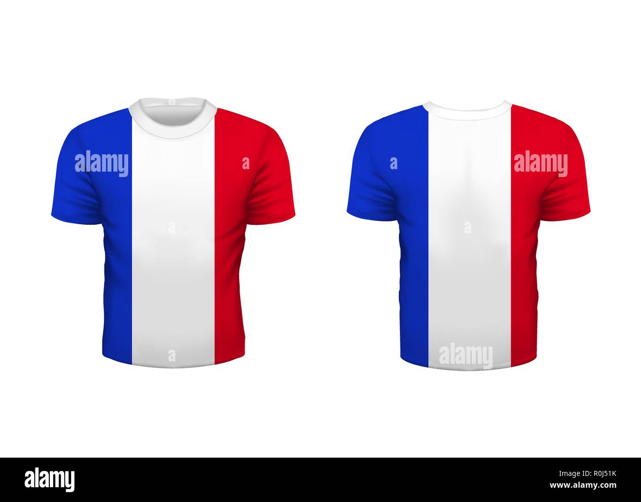 Realistic sport t-shirt with france flag from front and back isolated on  white Stock Vector Image & Art - Alamy
