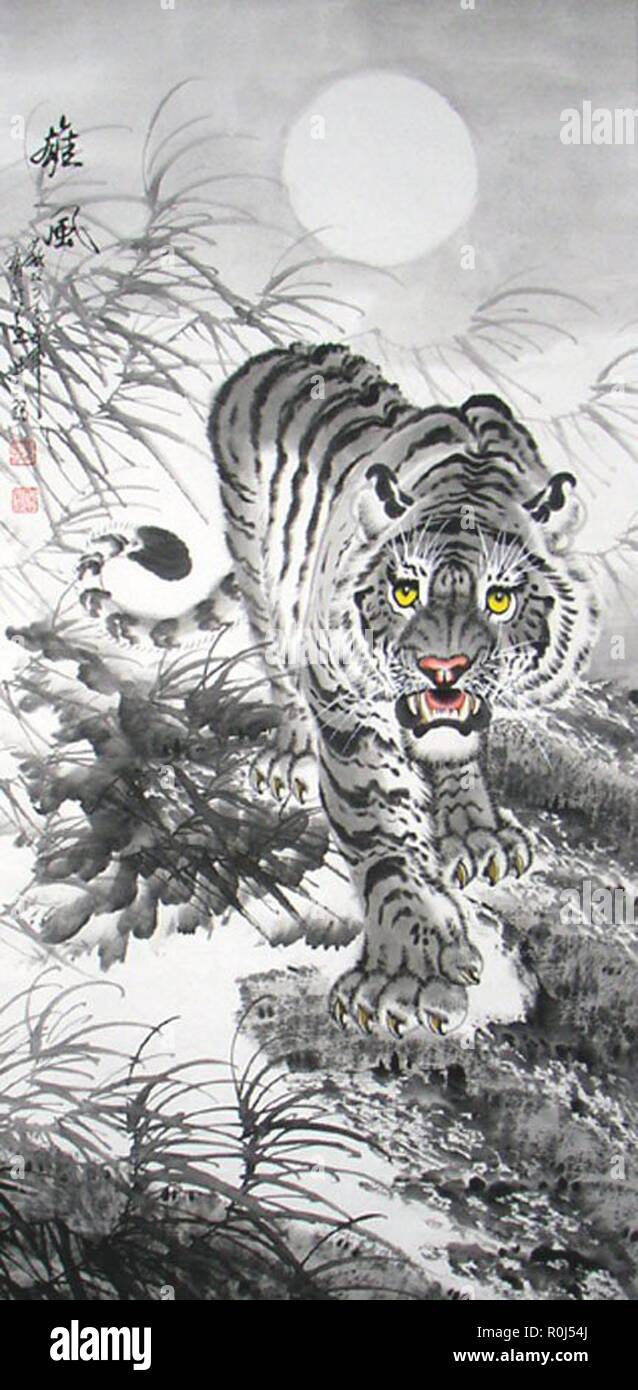 illustration of a large white tiger Stock Photo