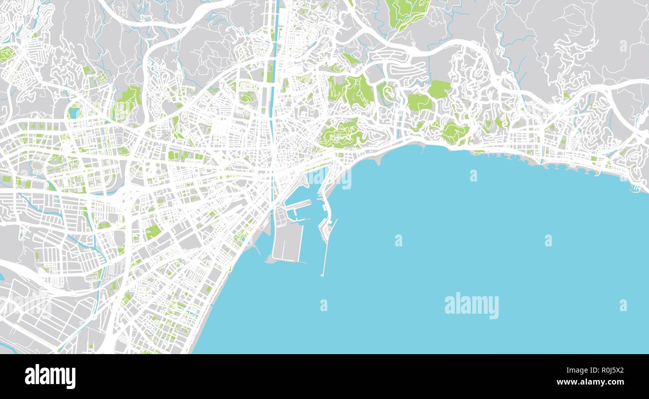 Urban vector city map of Malaga, Spain Stock Vector Image & Art - Alamy