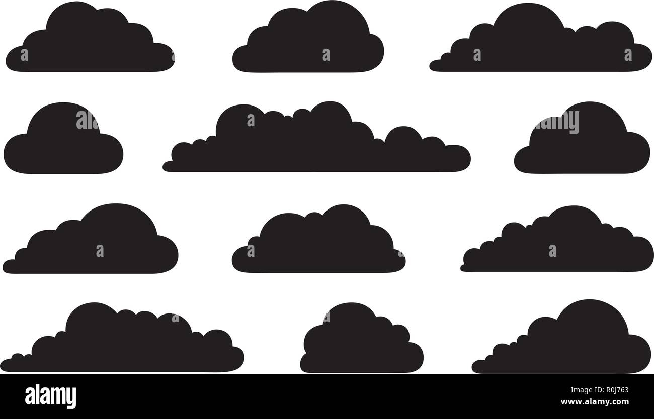 Set of different clouds isolated on white Stock Vector