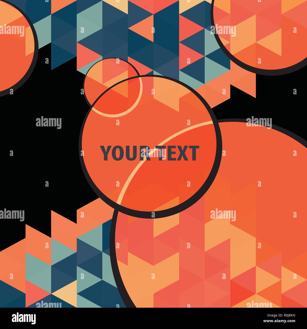 Textbox round over colorful triangles background frame Stock Vector