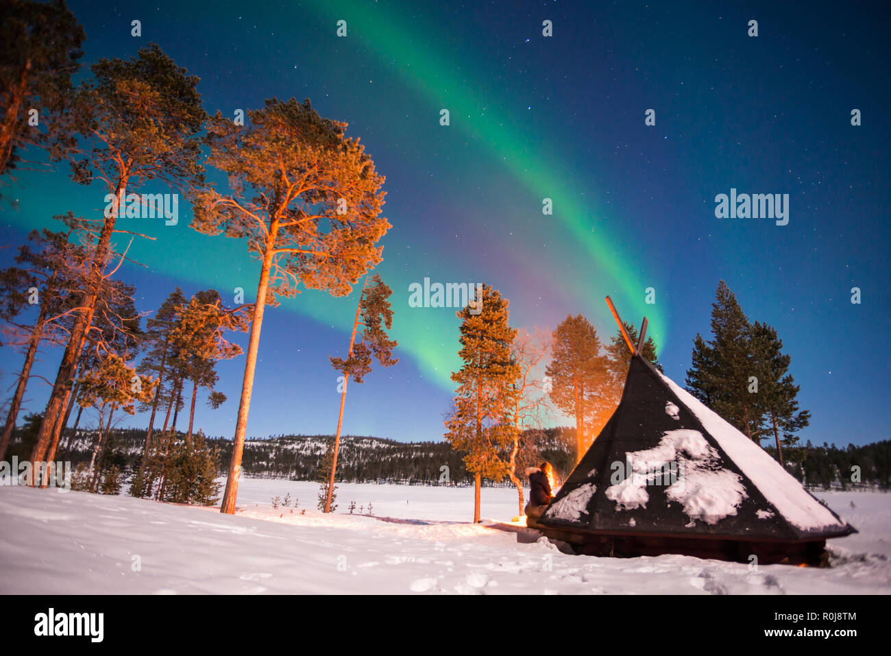 Northern lights, Aurora Borealis in Lapland, Finland Stock Photo Alamy