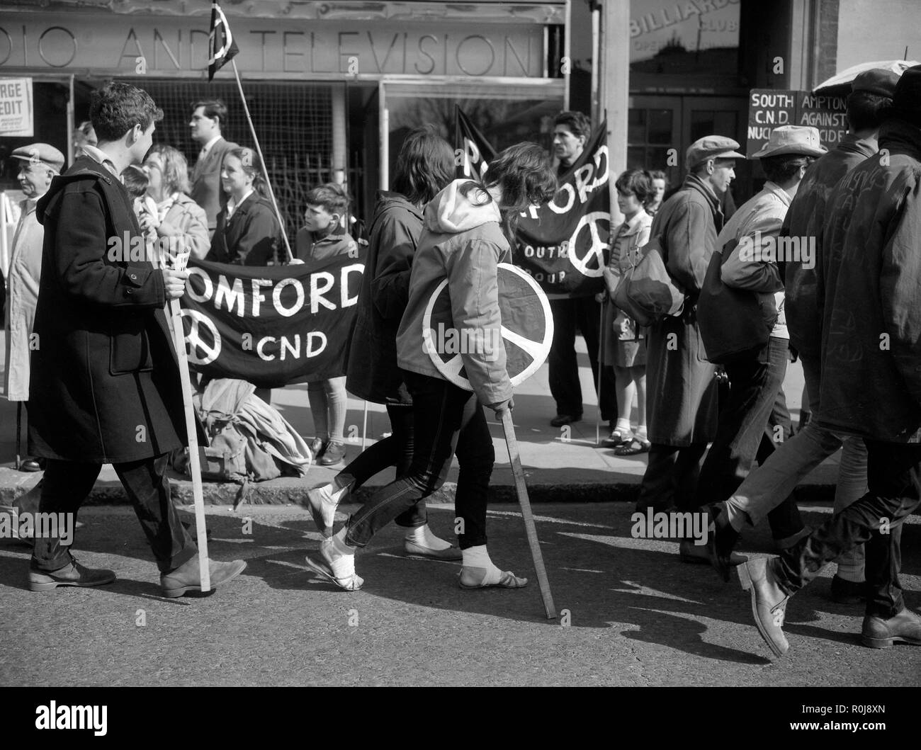 Beatniks take part in the Aldermaston to London march. Stock Photo