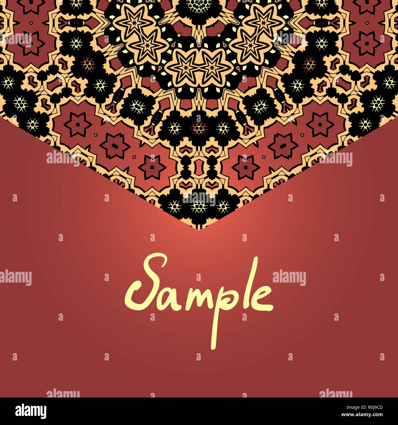Brown halffull mandala frame. Vector pattern with gradient Stock