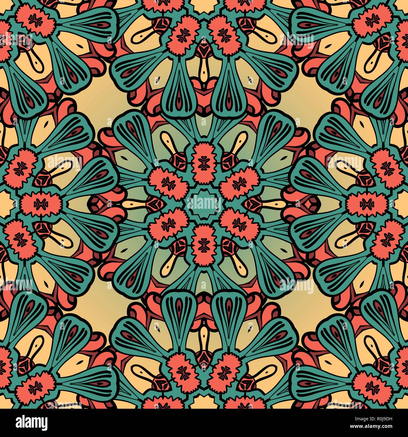 Green yellow mandala hand Stock Vector Images - Alamy