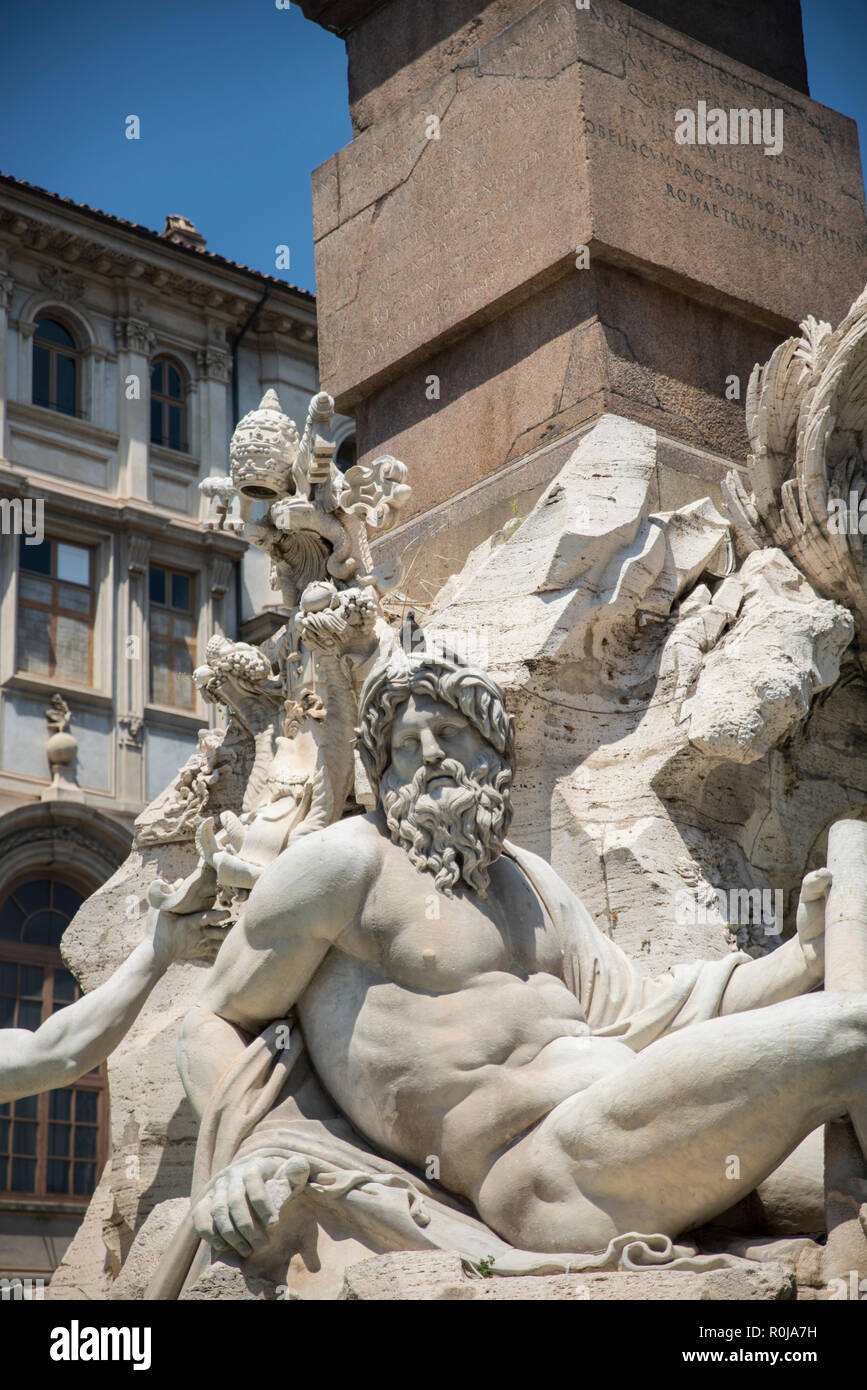 Fountain of the four rivers, Piazza Navona, Rome, Italy Stock Photo - Alamy