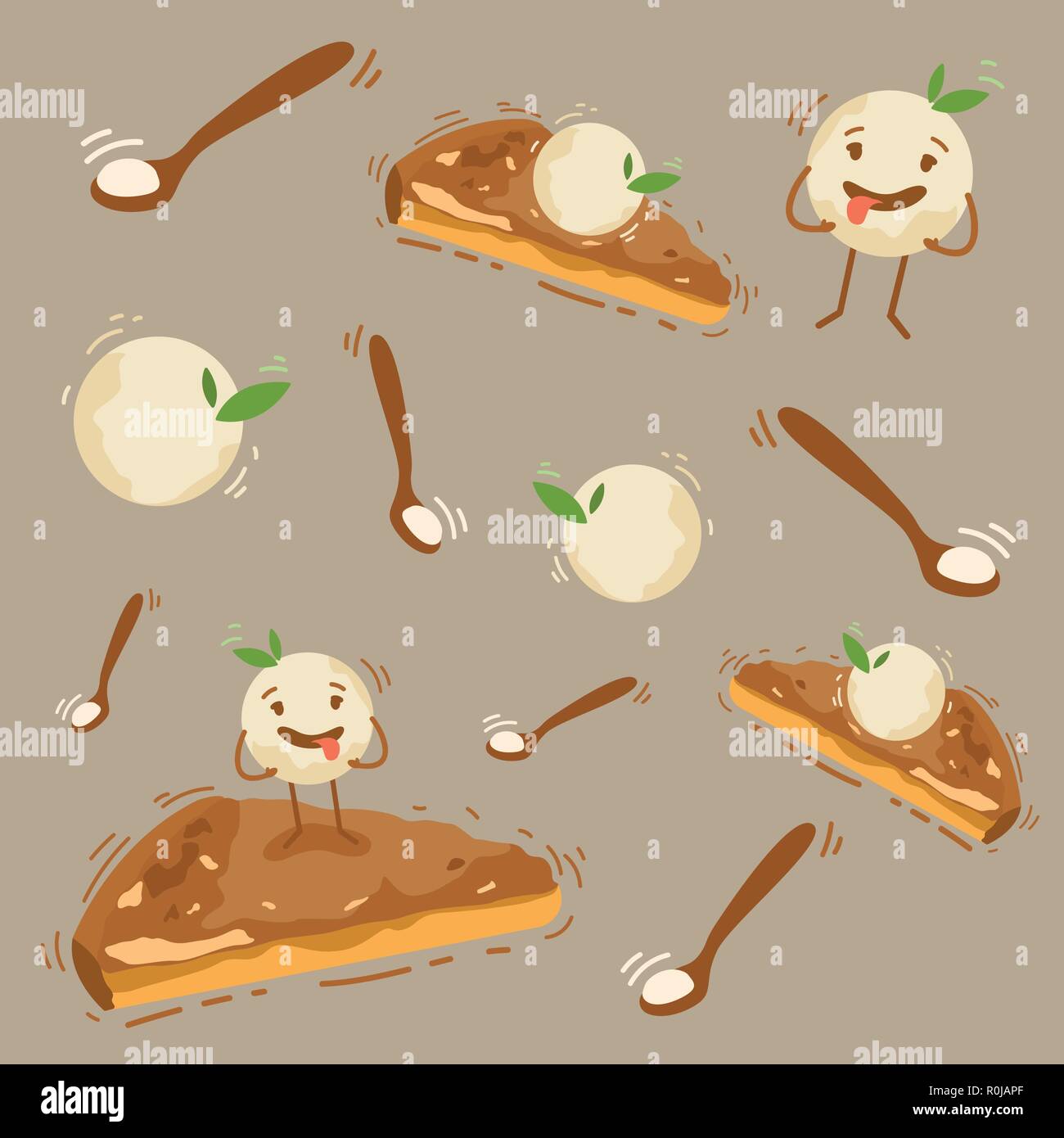 Seamless pattern with sweets on a beige background. Vector illustration Stock Vector