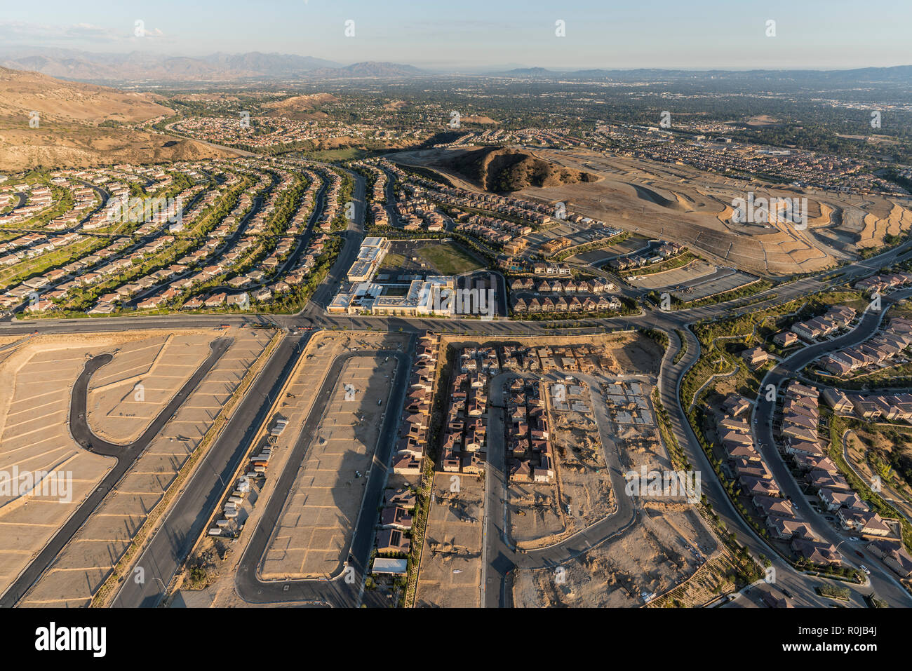 Aerial view of new neighborhood expansion in the Porter Ranch community
