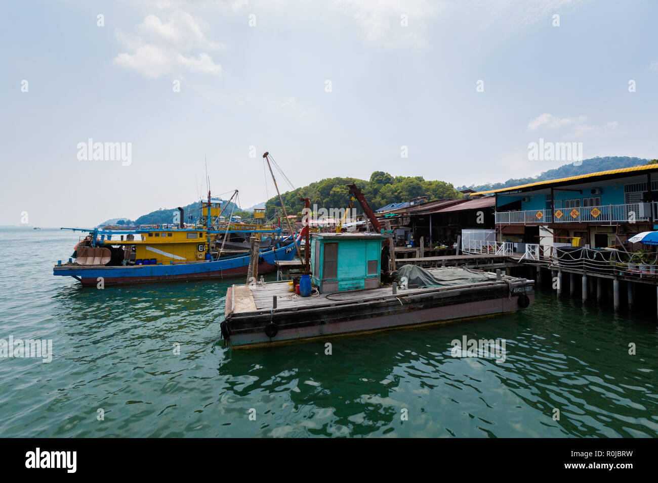 Pinang Kecil fishing village on Pangkor island in Malaysia. Beautiful ...